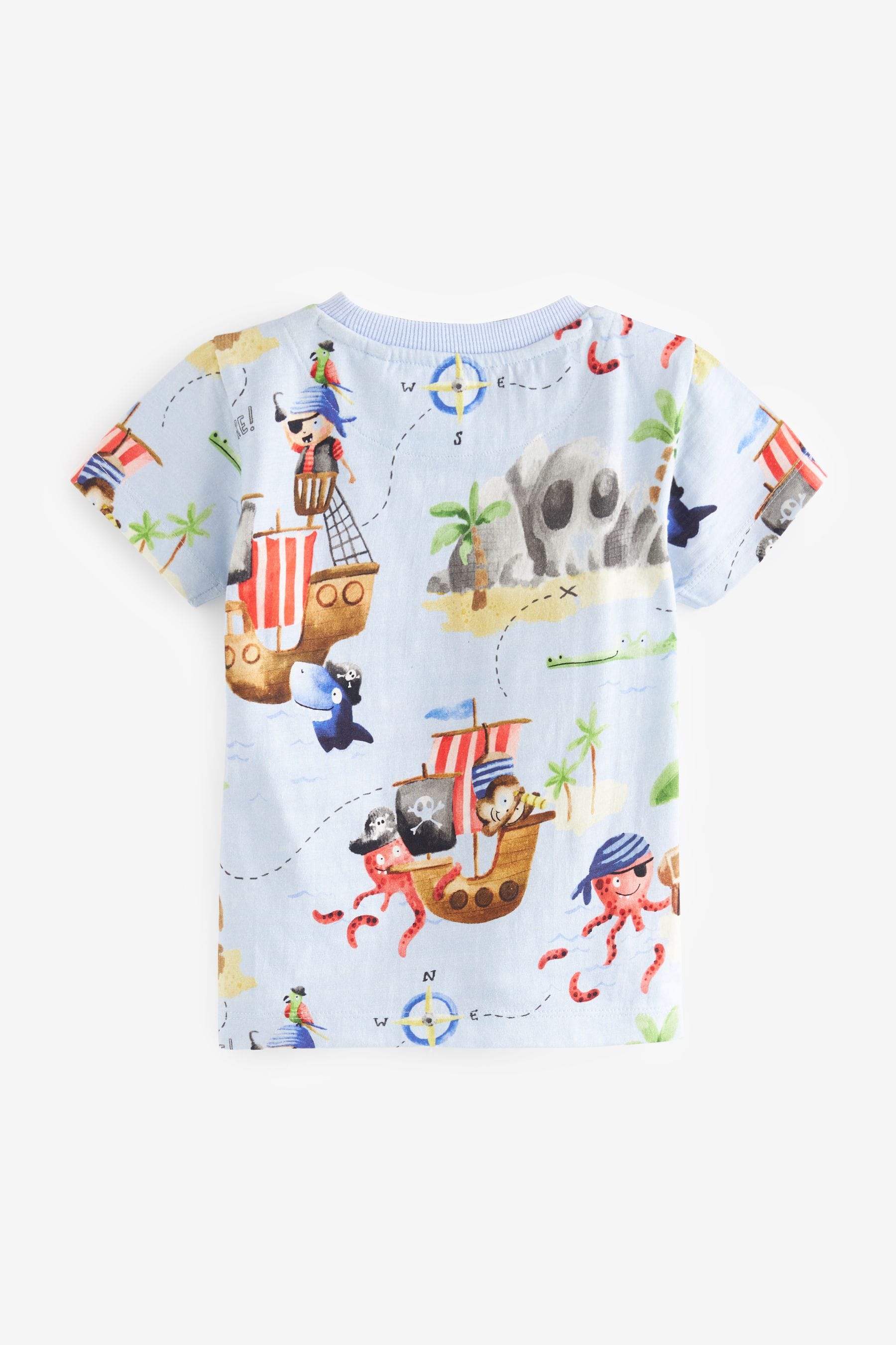 Red & Blue Pirate Short Sleeve Character T-Shirts 3 Pack (3mths-7yrs)