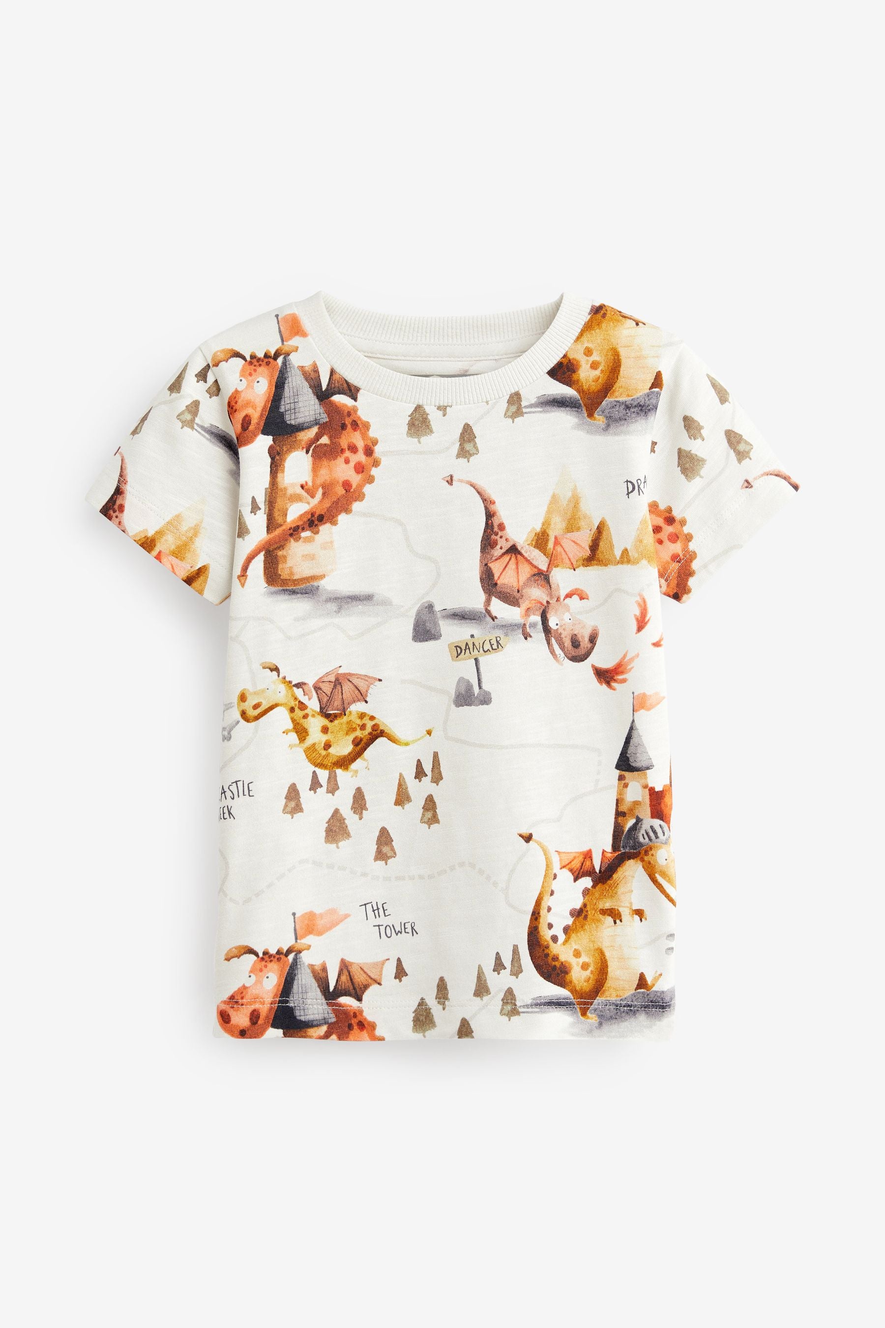 Rust Brown Dragon Character Short Sleeve T-Shirts 3 Pack (3mths-7yrs)