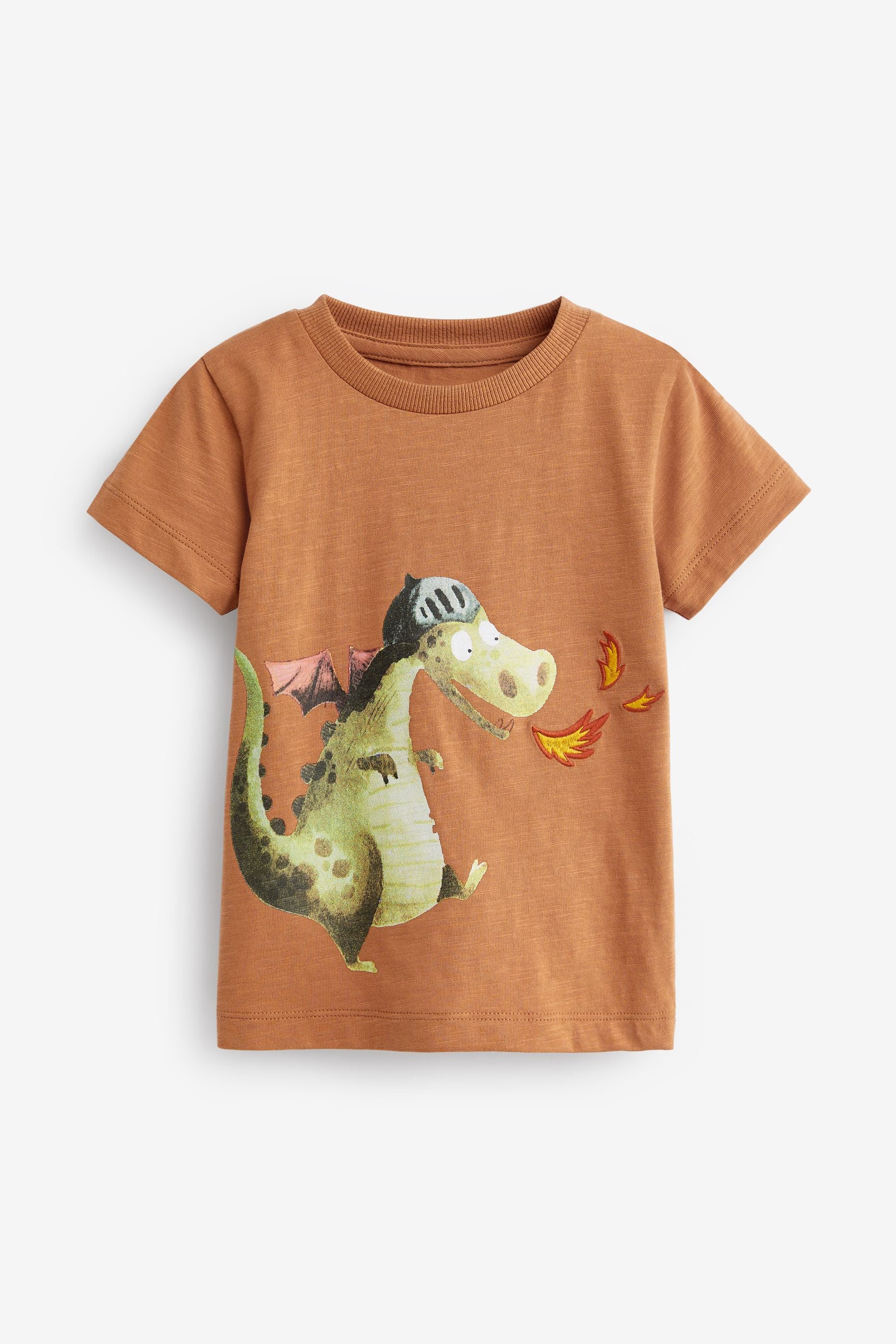 Rust Brown Dragon Character Short Sleeve T-Shirts 3 Pack (3mths-7yrs)