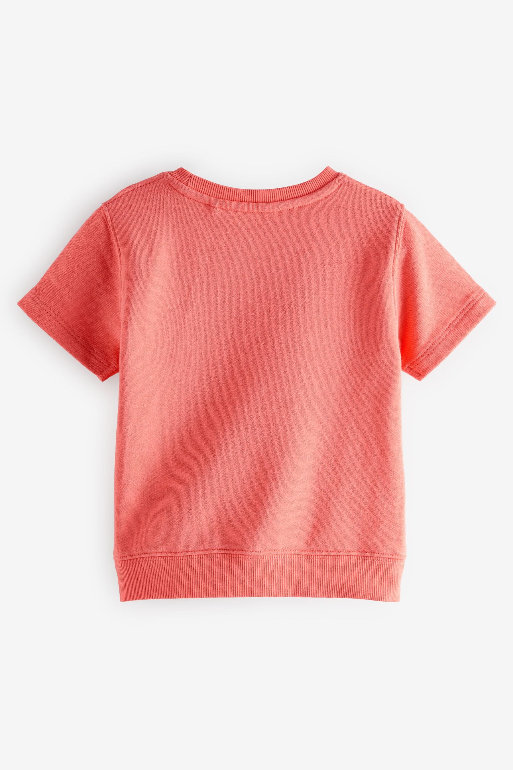 Coral Red Plain Sweat T-Shirt And Shorts Set (3mths-7yrs)