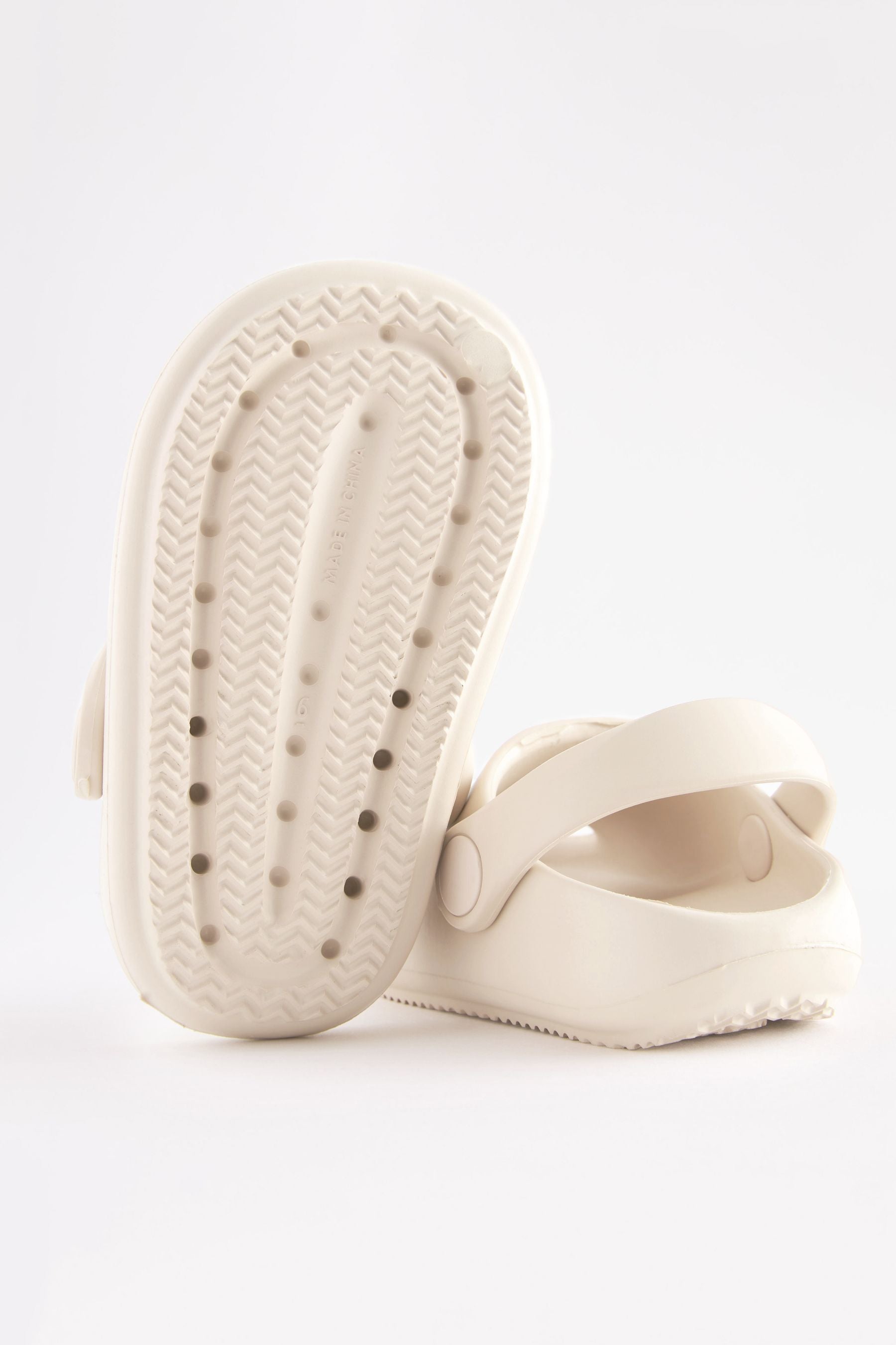 Bone White Chunky Sliders With Ankle Strap