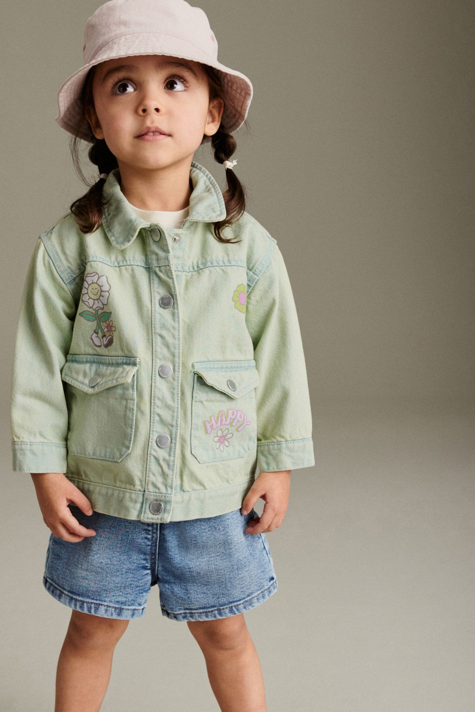 Green Overdye Printed Denim Jacket (3mths-7yrs)