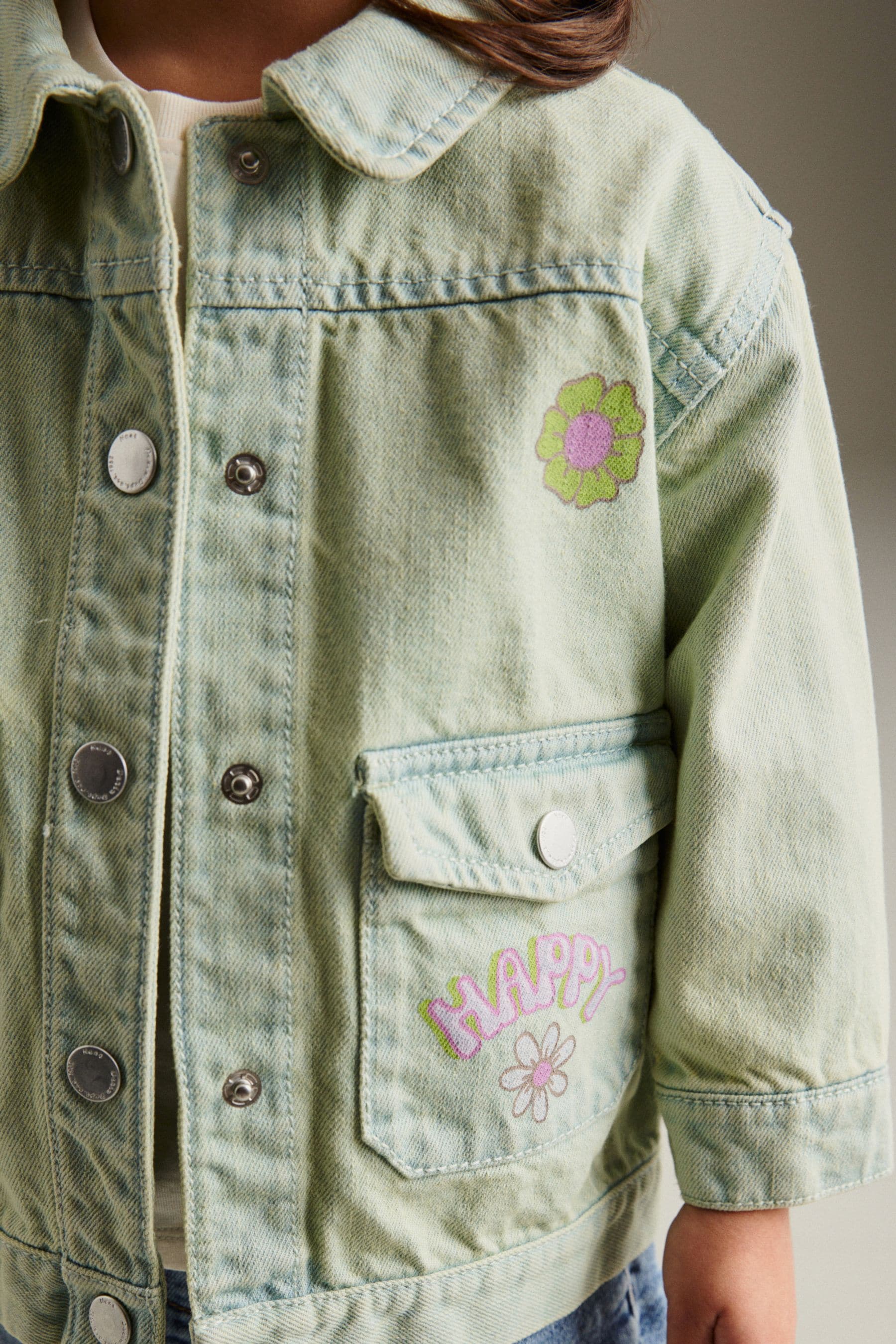 Green Overdye Printed Denim Jacket (3mths-7yrs)