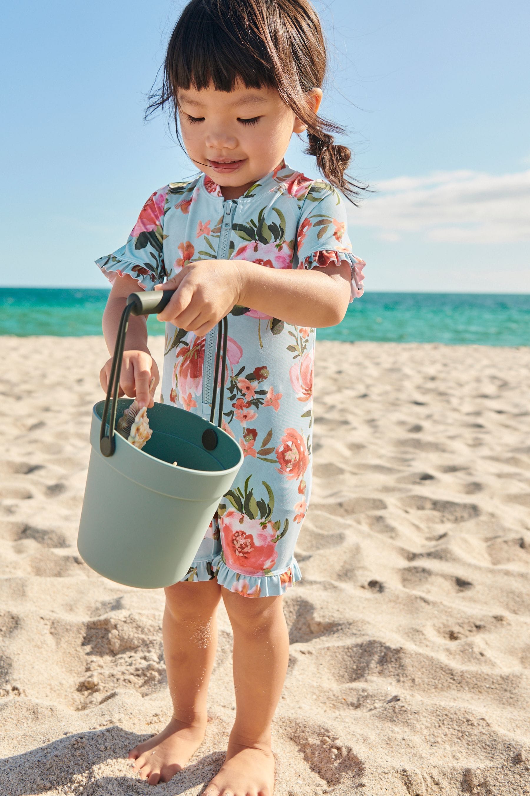 Blue Floral Sunsafe Swimsuit (3mths-7yrs)