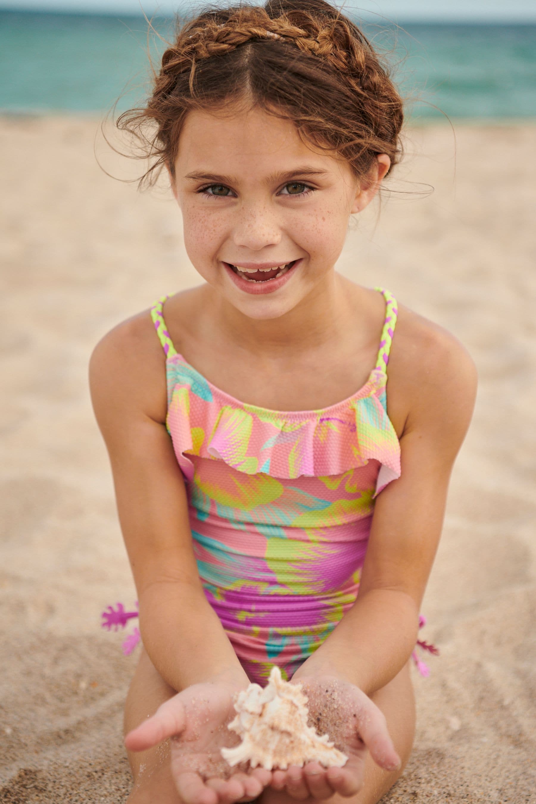 Bright Orange Frill Swimsuit (3-16yrs)