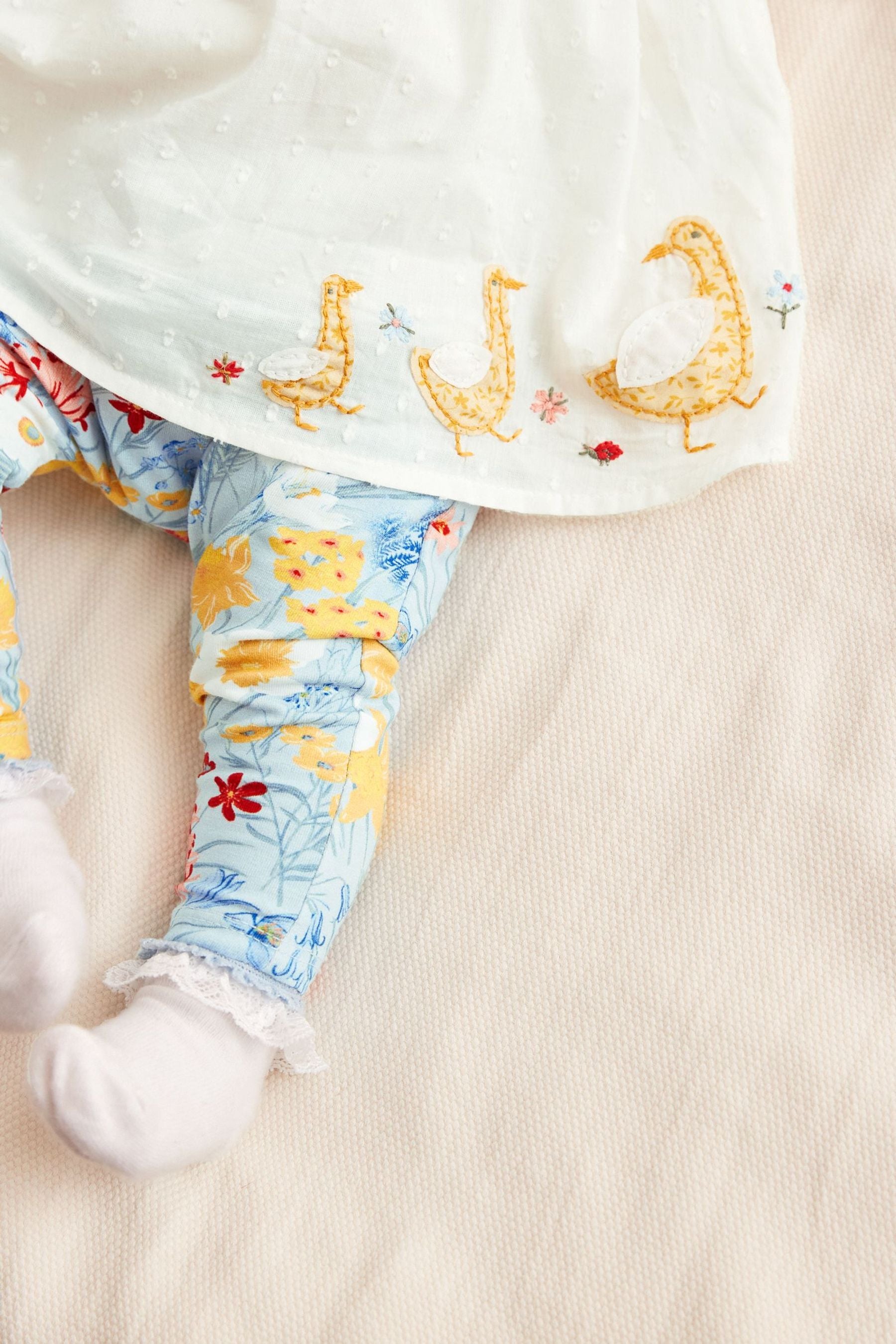 Lemon Yellow Duck Baby Top And Leggings Set