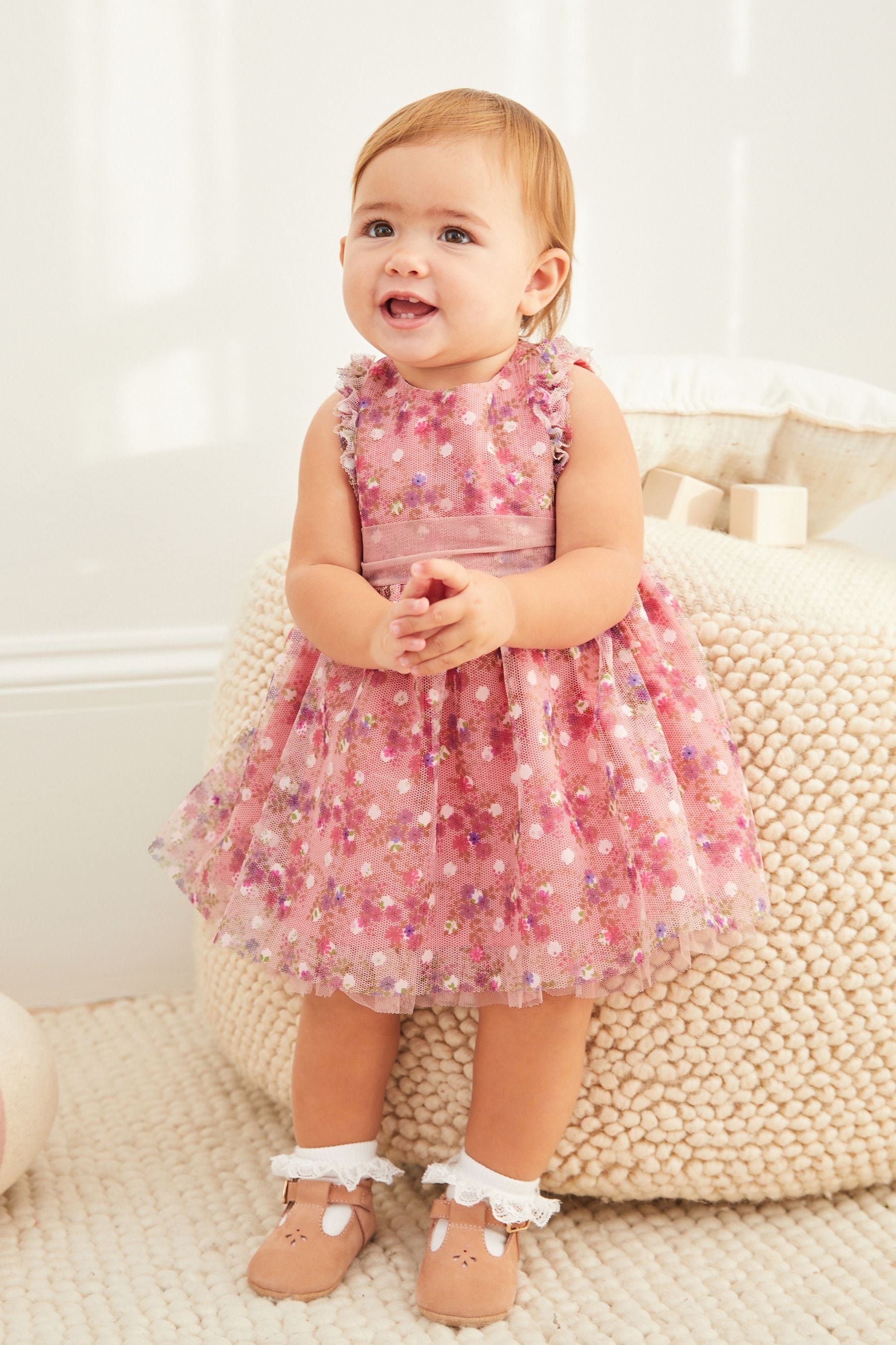 Pink Embroidered Baby Prom Dress (0mths-2yrs)