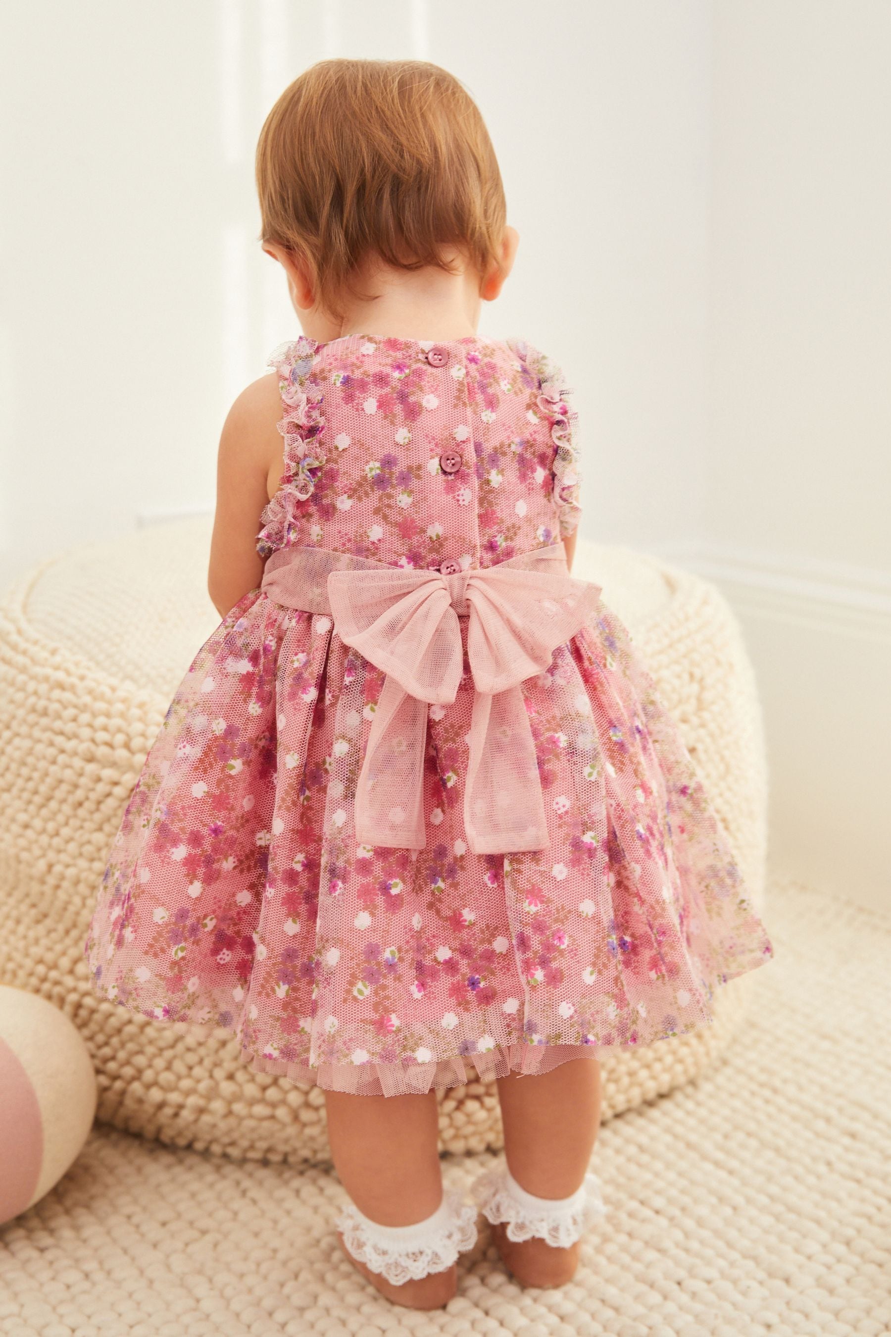 Pink Embroidered Baby Prom Dress (0mths-2yrs)