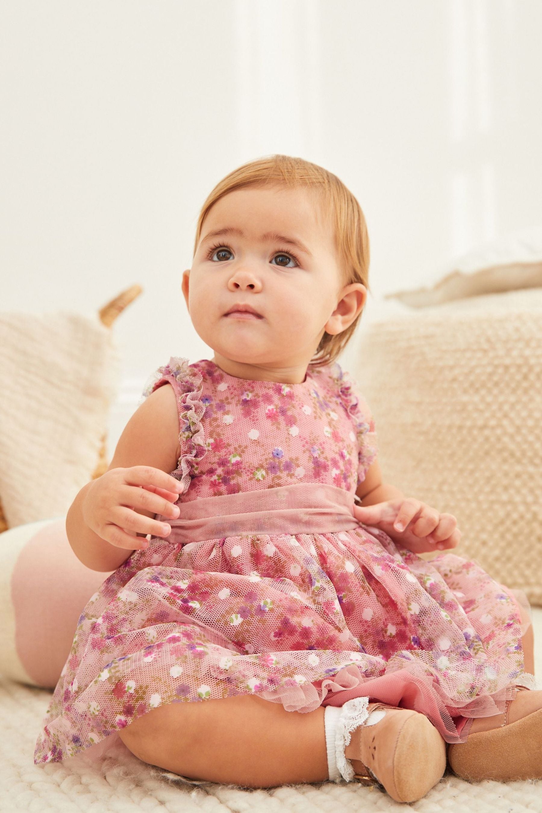 Pink Embroidered Baby Prom Dress (0mths-2yrs)