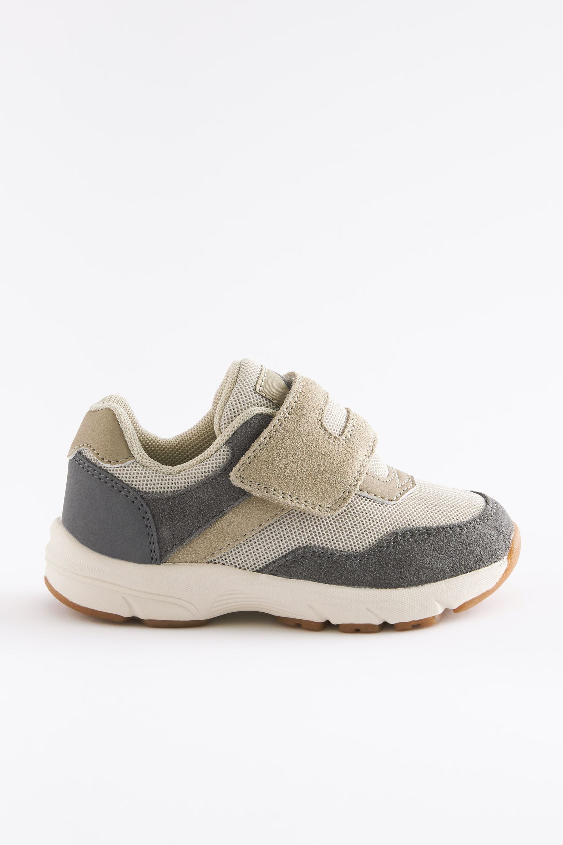 Cream & Grey One Strap Touch Fastening Trainers