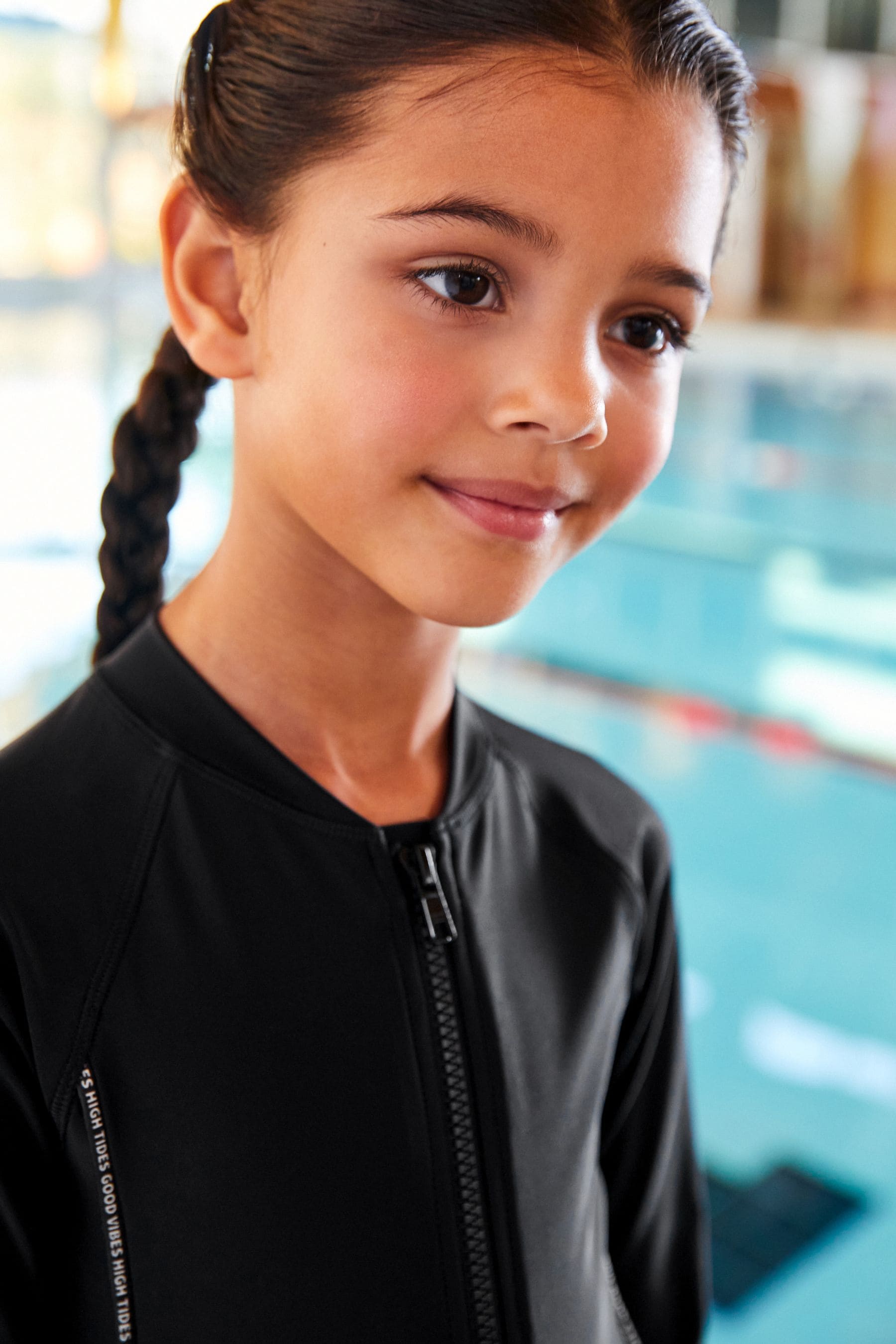 Black Long Sleeved Swimsuit (3-16yrs)