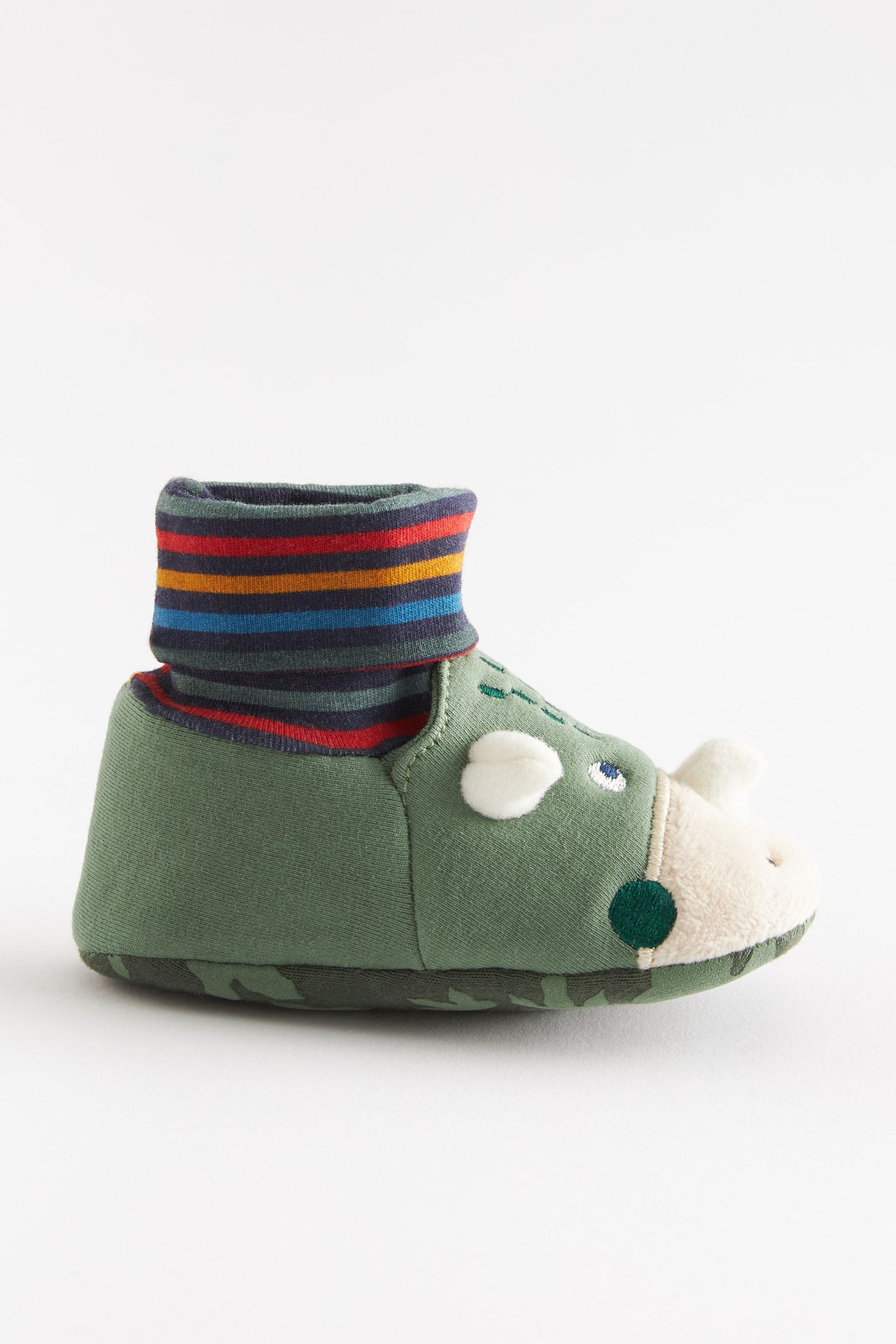 Green Dino Sensory Sock Top Baby Shoes (0-2mths)