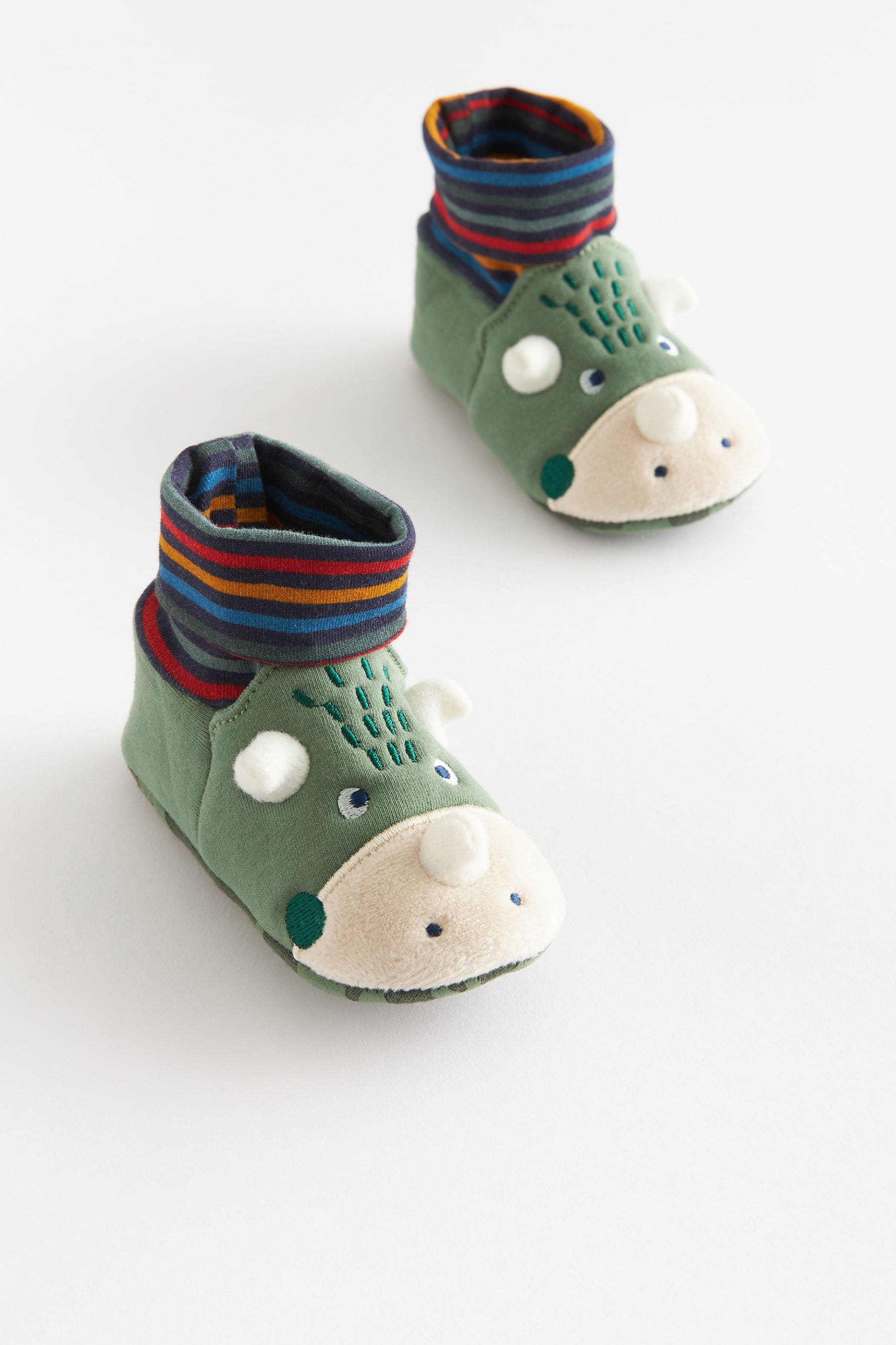 Green Dino Sensory Sock Top Baby Shoes (0-2mths)