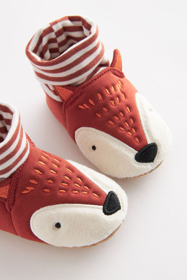 Rust Brown Fox Baby Sensory Sock Top Pram Shoes (0-2mths)