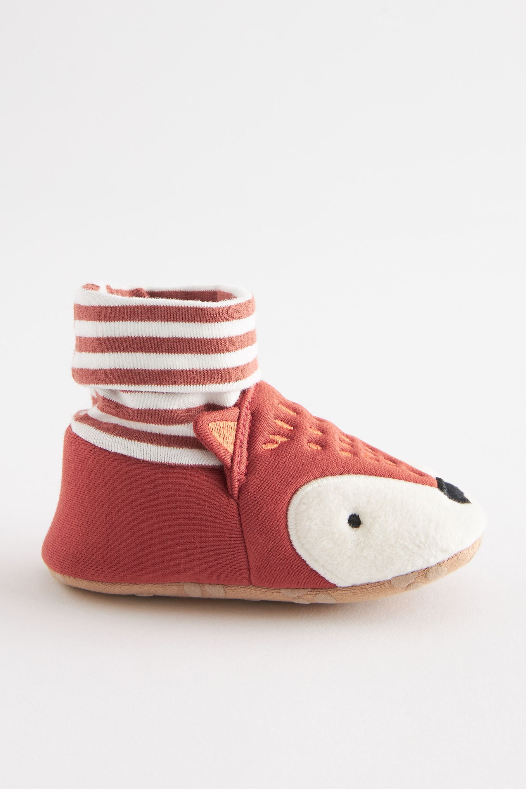 Rust Brown Fox Baby Sensory Sock Top Pram Shoes (0-2mths)