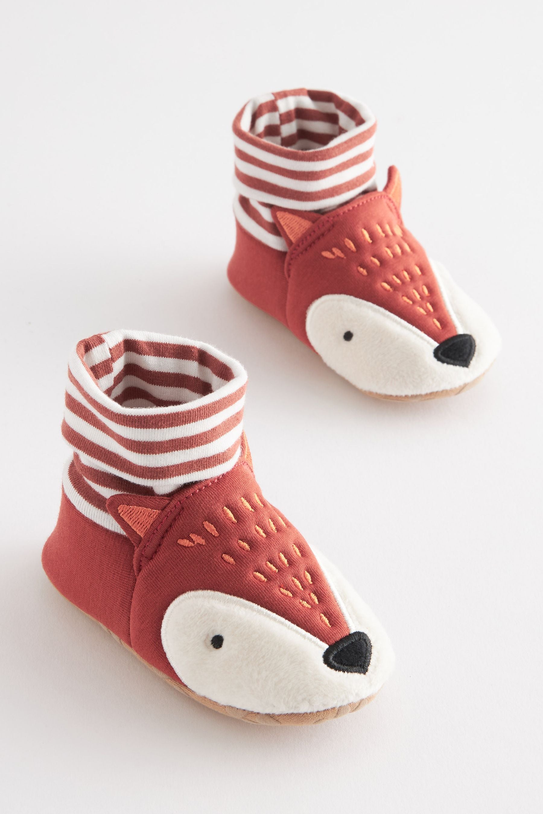 Rust Brown Fox Baby Sensory Sock Top Pram Shoes (0-2mths)