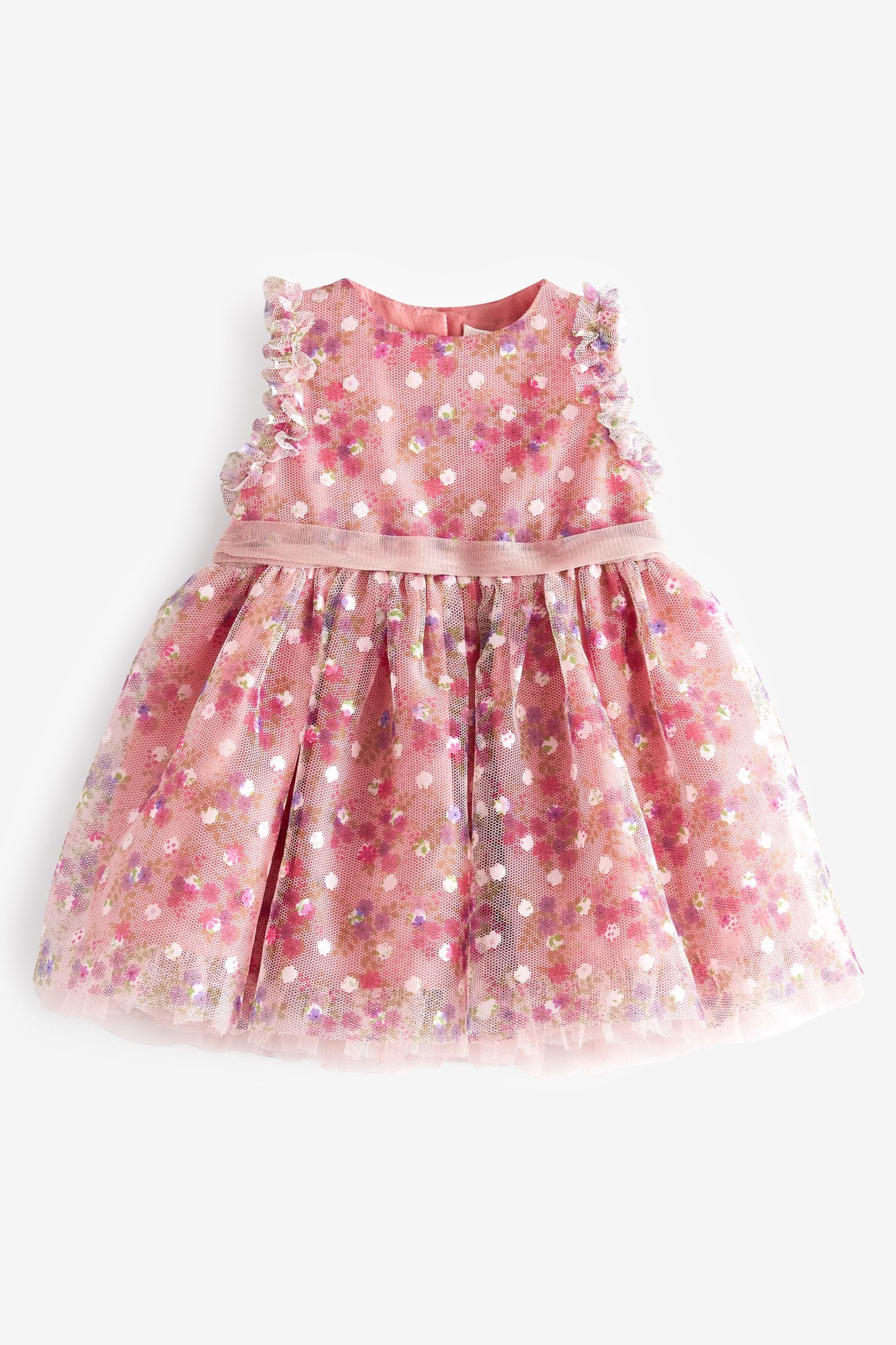 Pink Embroidered Baby Prom Dress (0mths-2yrs)