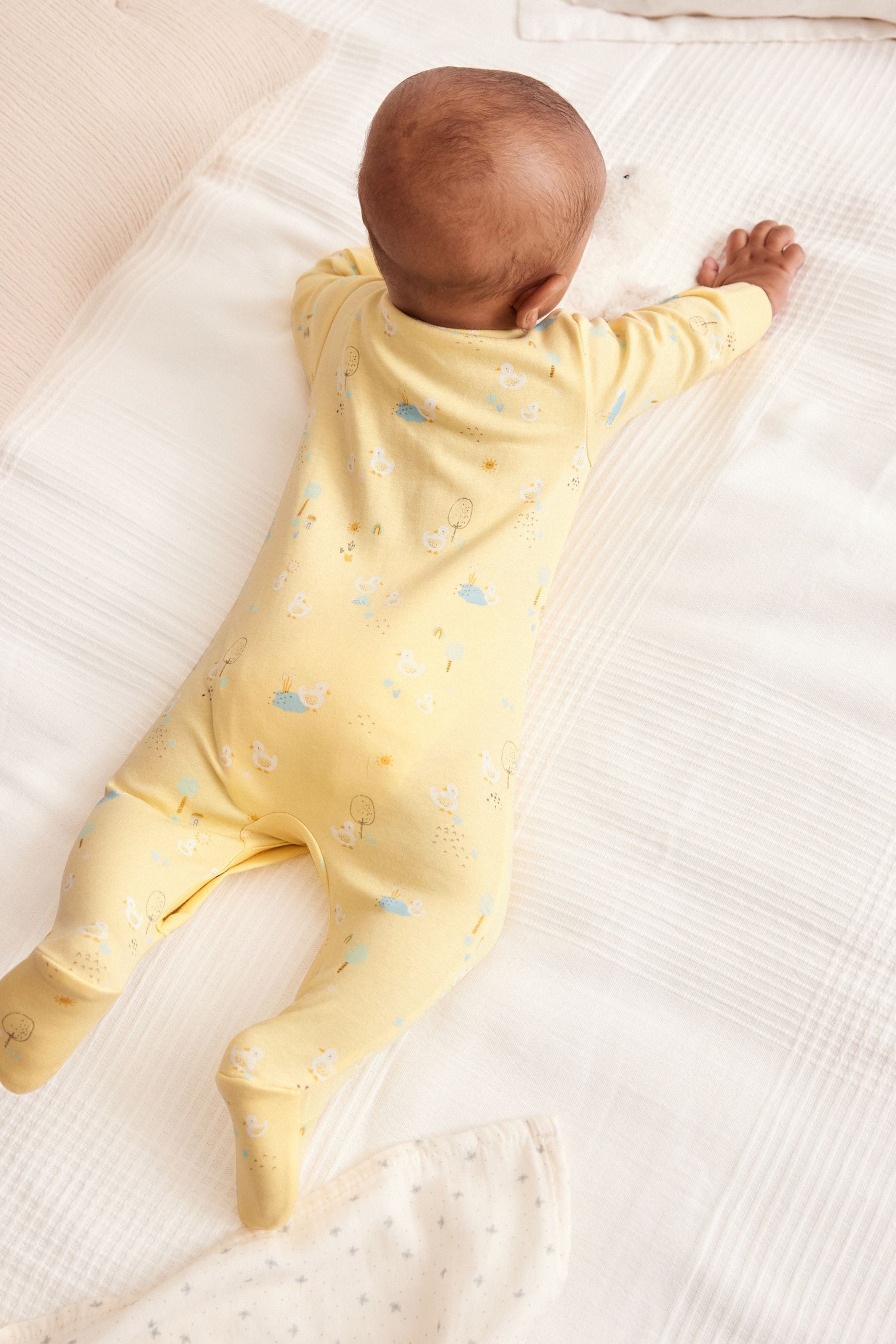 Yellow Duck/Mint Green Clouds Sleepsuits 4 Pack (0-3yrs)