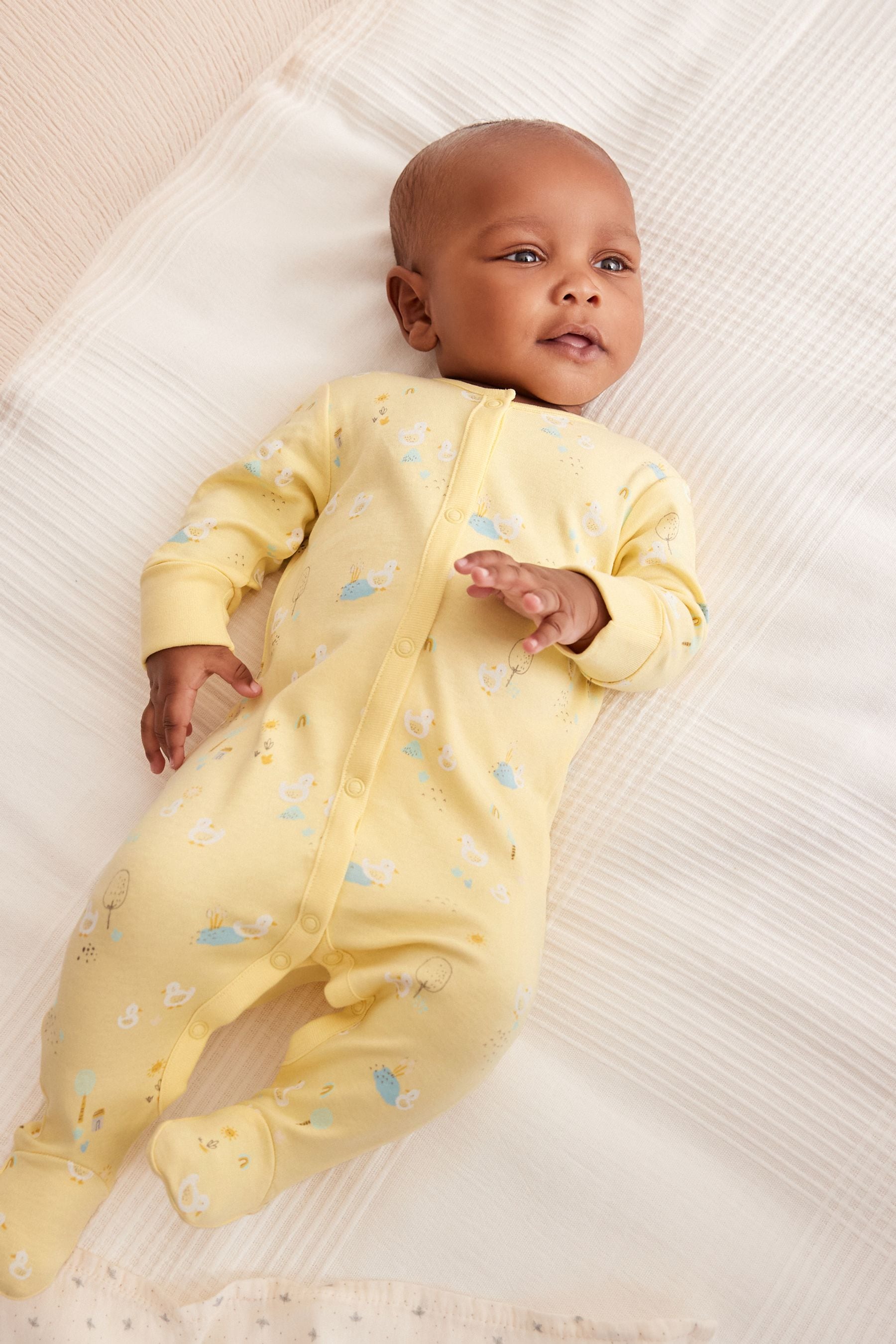 Yellow Duck/Mint Green Clouds Sleepsuits 4 Pack (0-3yrs)