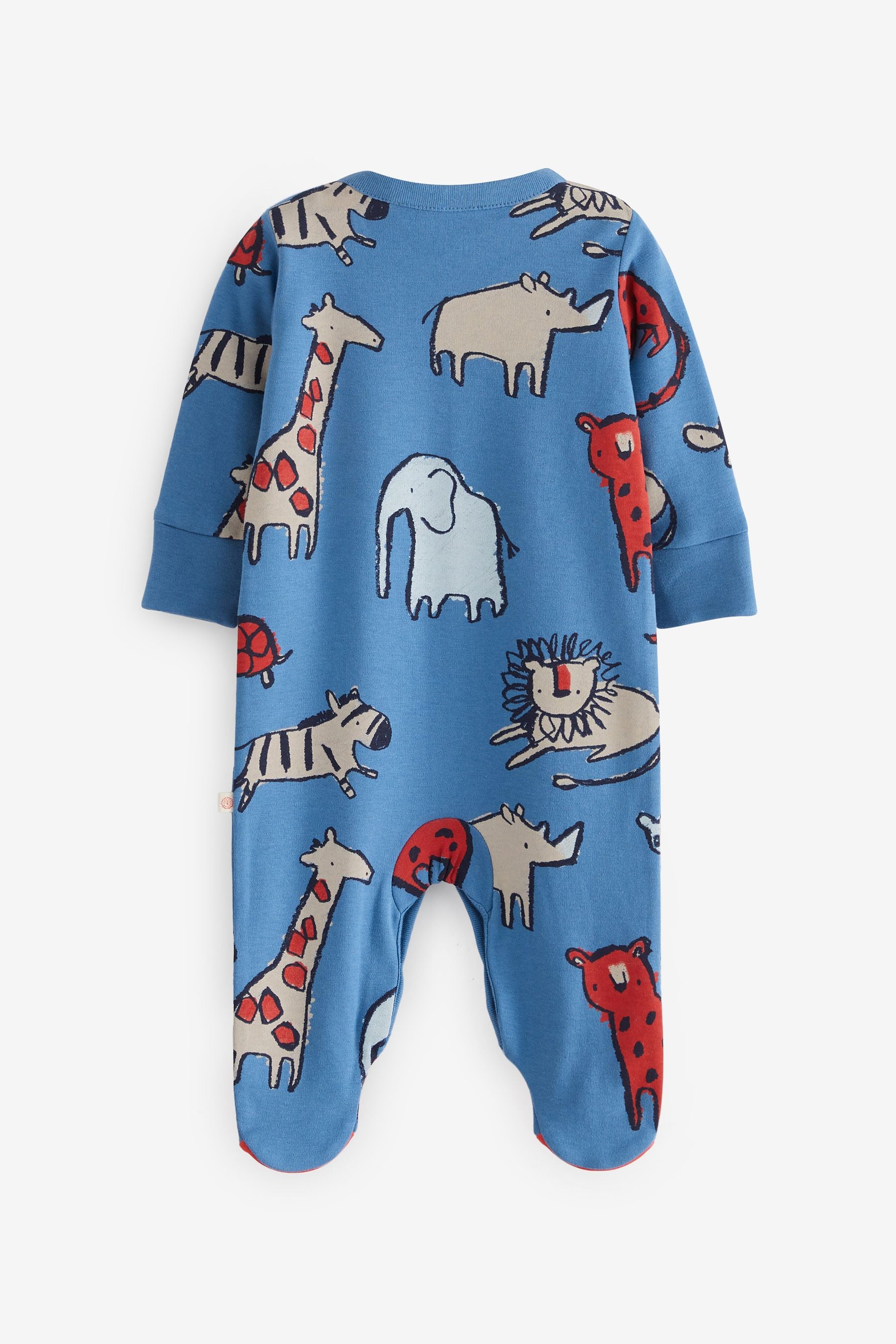 Red/Navy Blue Animals Baby Sleepsuits 3 Pack (0mths-3yrs)