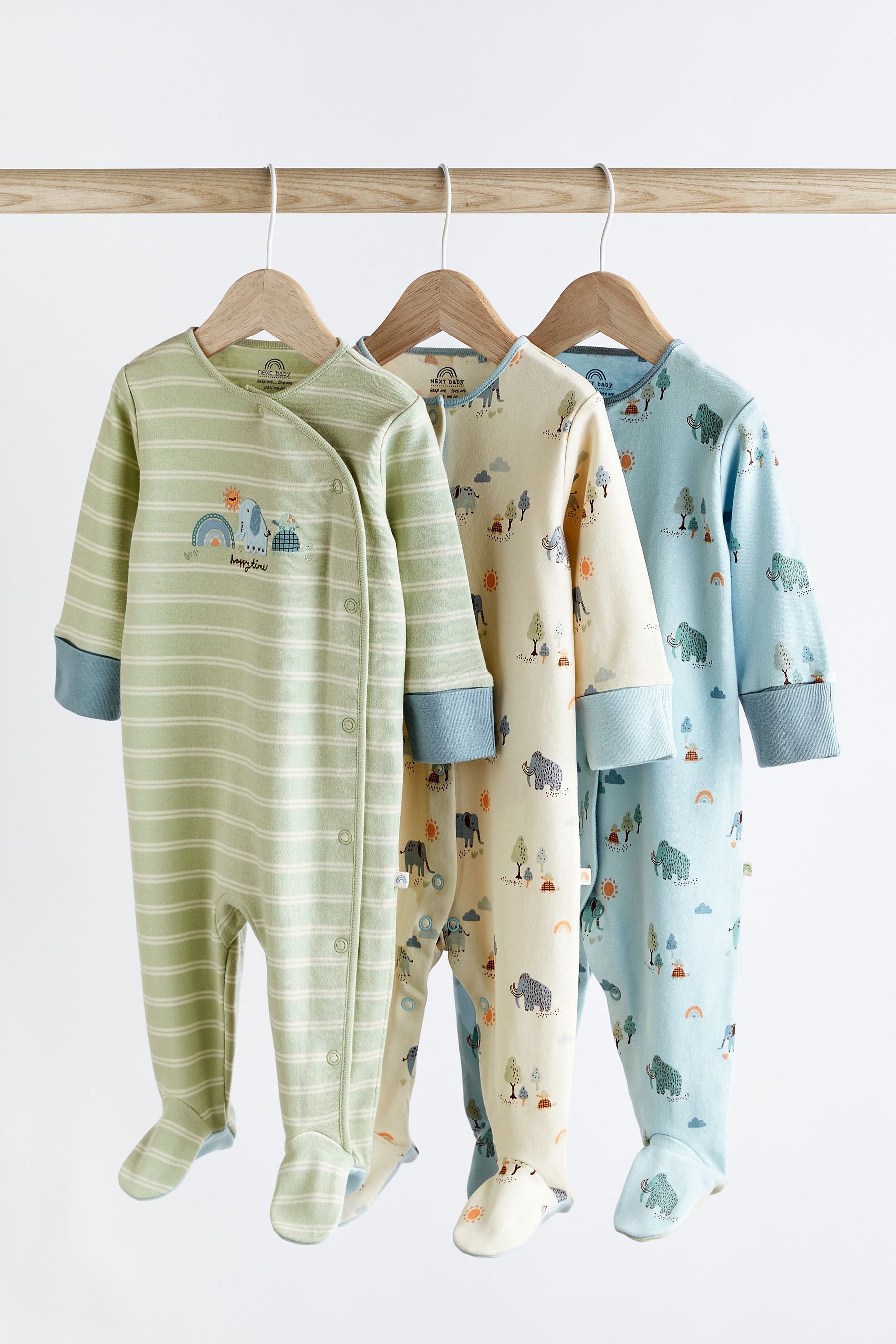 Mint Green Baby Sleepsuits 3 Pack (0-2yrs)