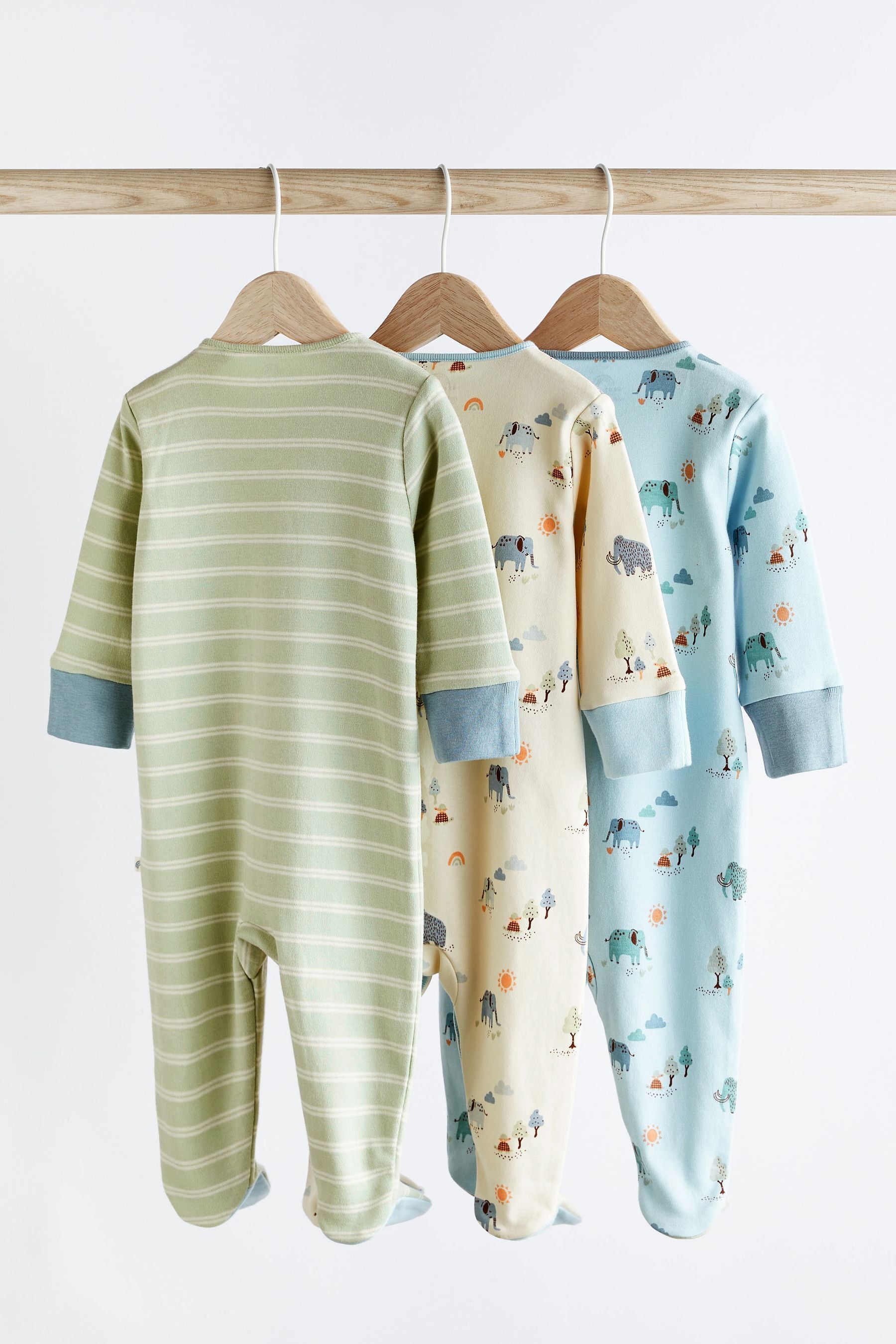 Mint Green Baby Sleepsuits 3 Pack (0-2yrs)