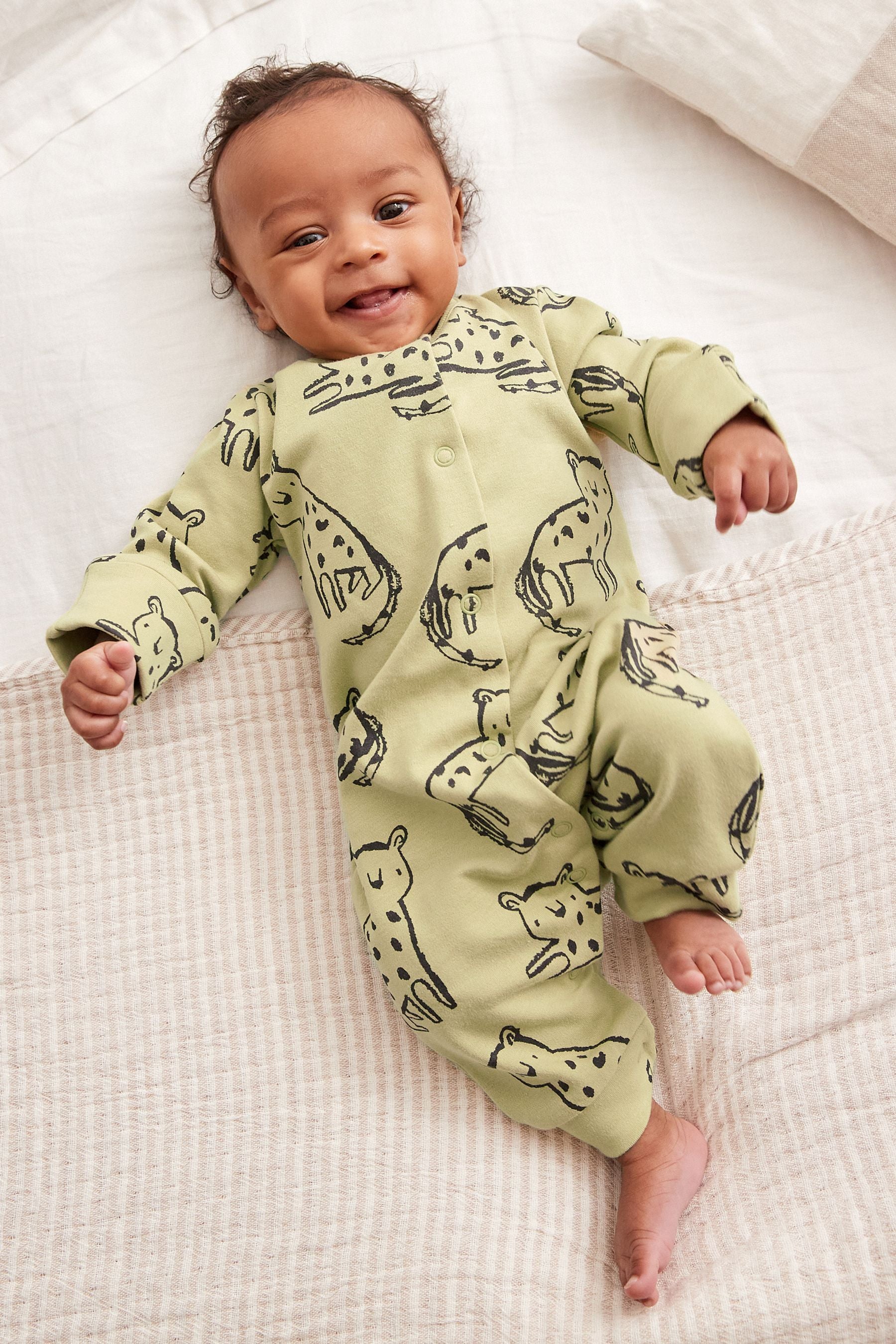 Multi Pastel Baby Footed Sleepsuits 3 Pack (0mths-3yrs)