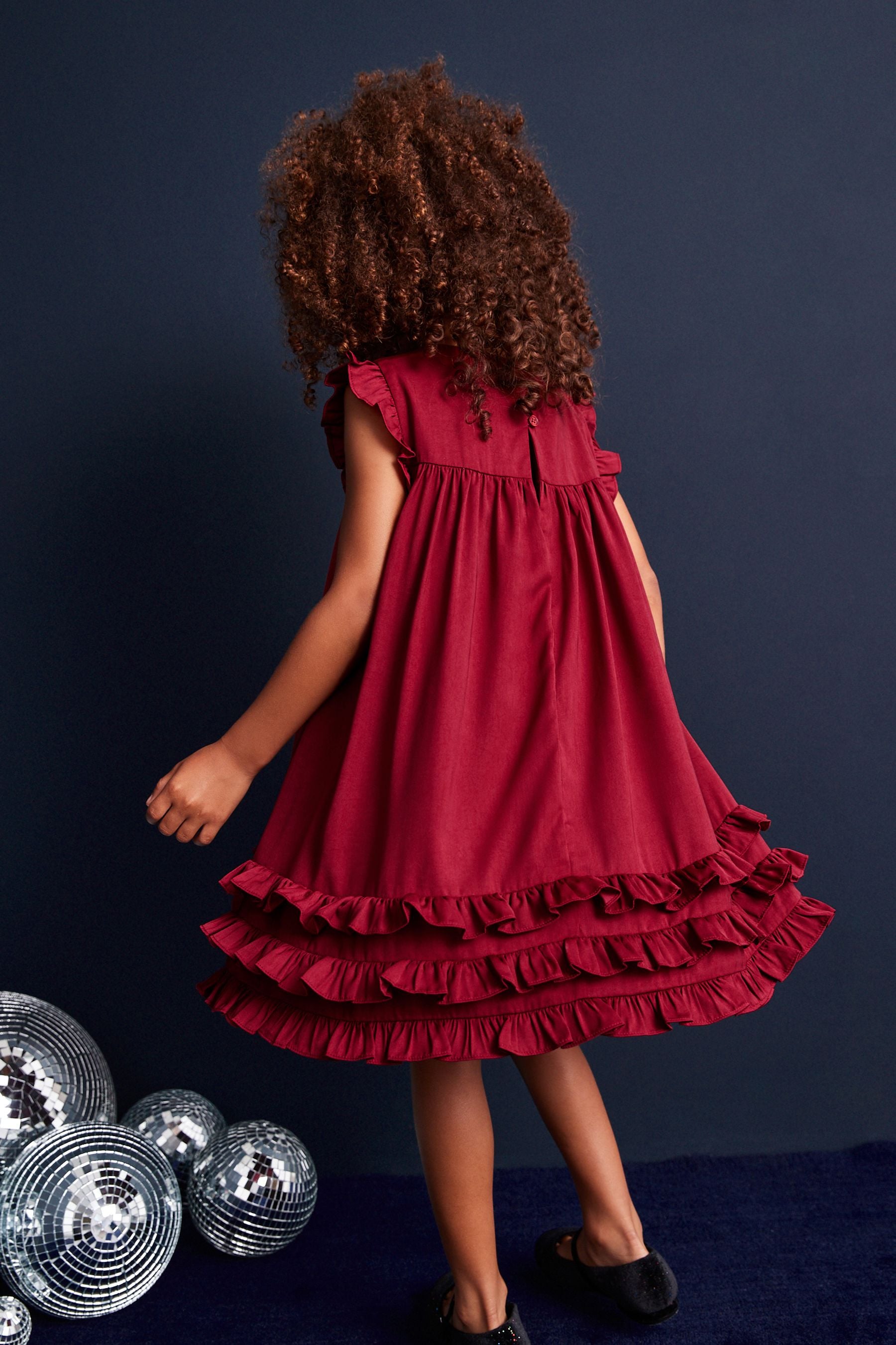 Red Ruffle Satin Dress (3mths-16yrs)