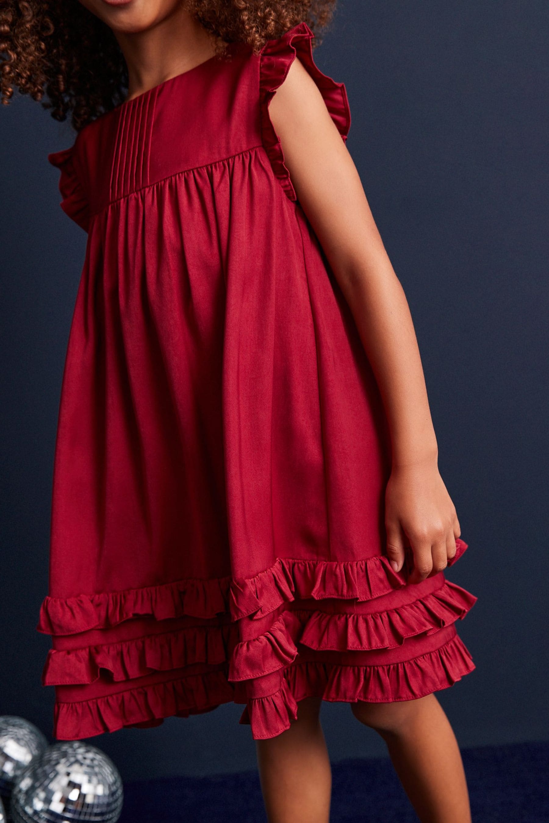 Red Ruffle Satin Dress (3mths-16yrs)