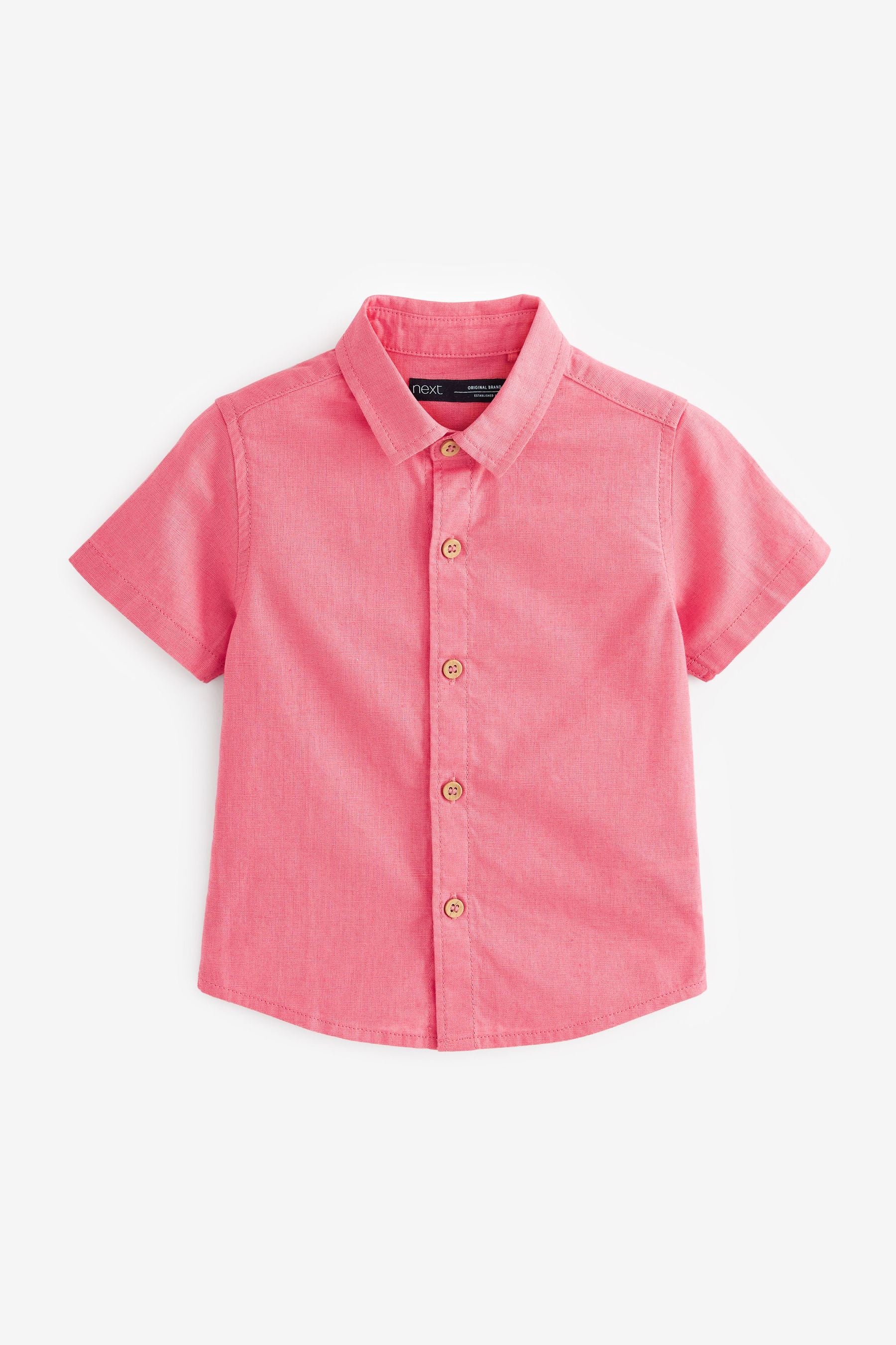 Pink Short Sleeve Linen Cotton Shirt (3mths-7yrs)