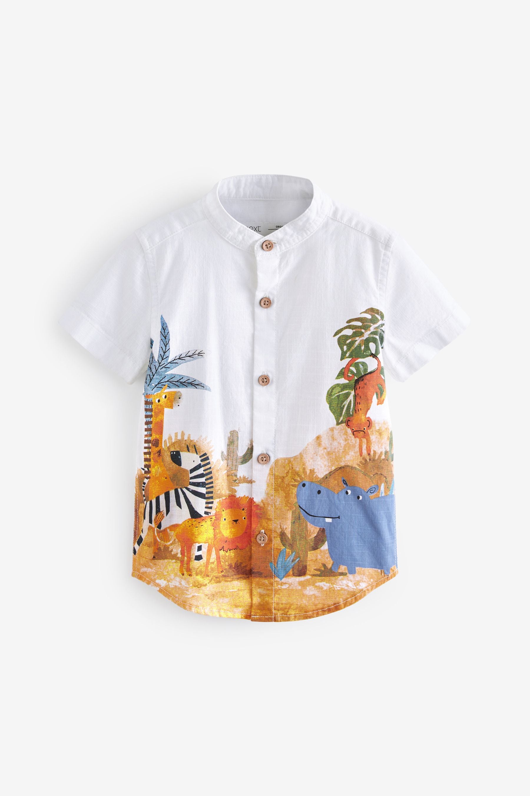 White Printed Short Sleeve Shirt (3mths-7yrs)