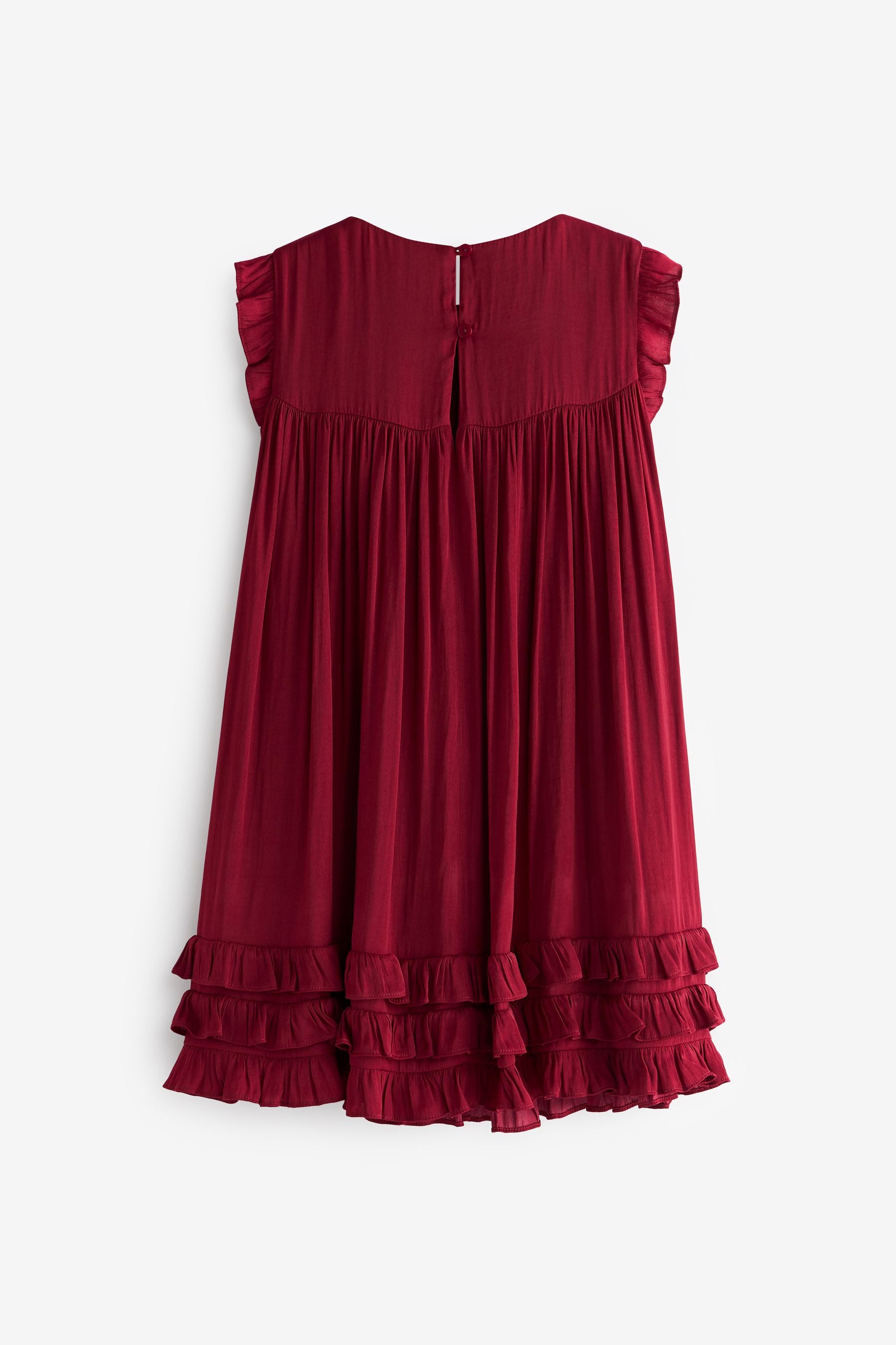 Red Ruffle Satin Dress (3mths-16yrs)