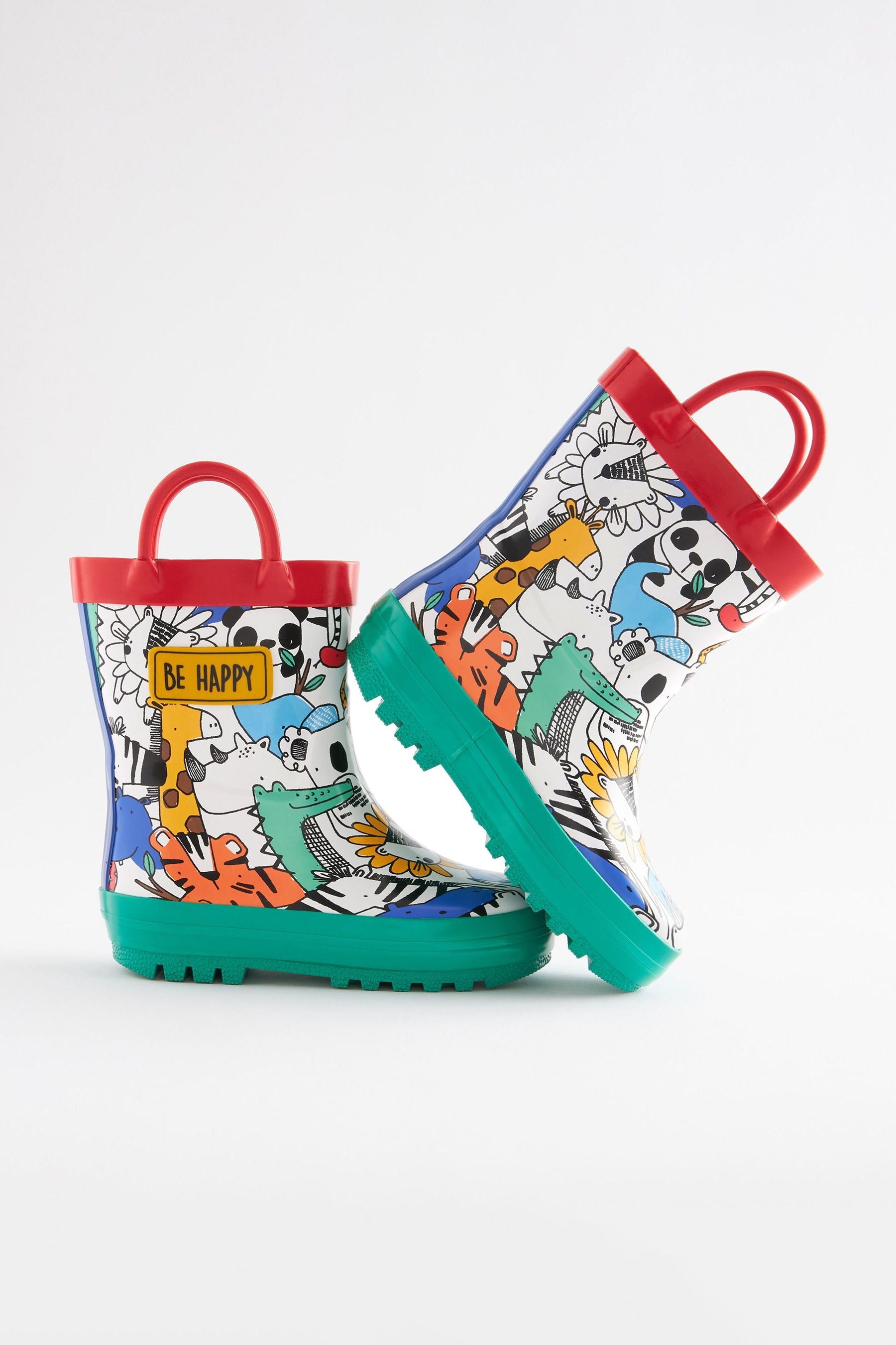 Multi Bright Wellies With Pull-on Handles