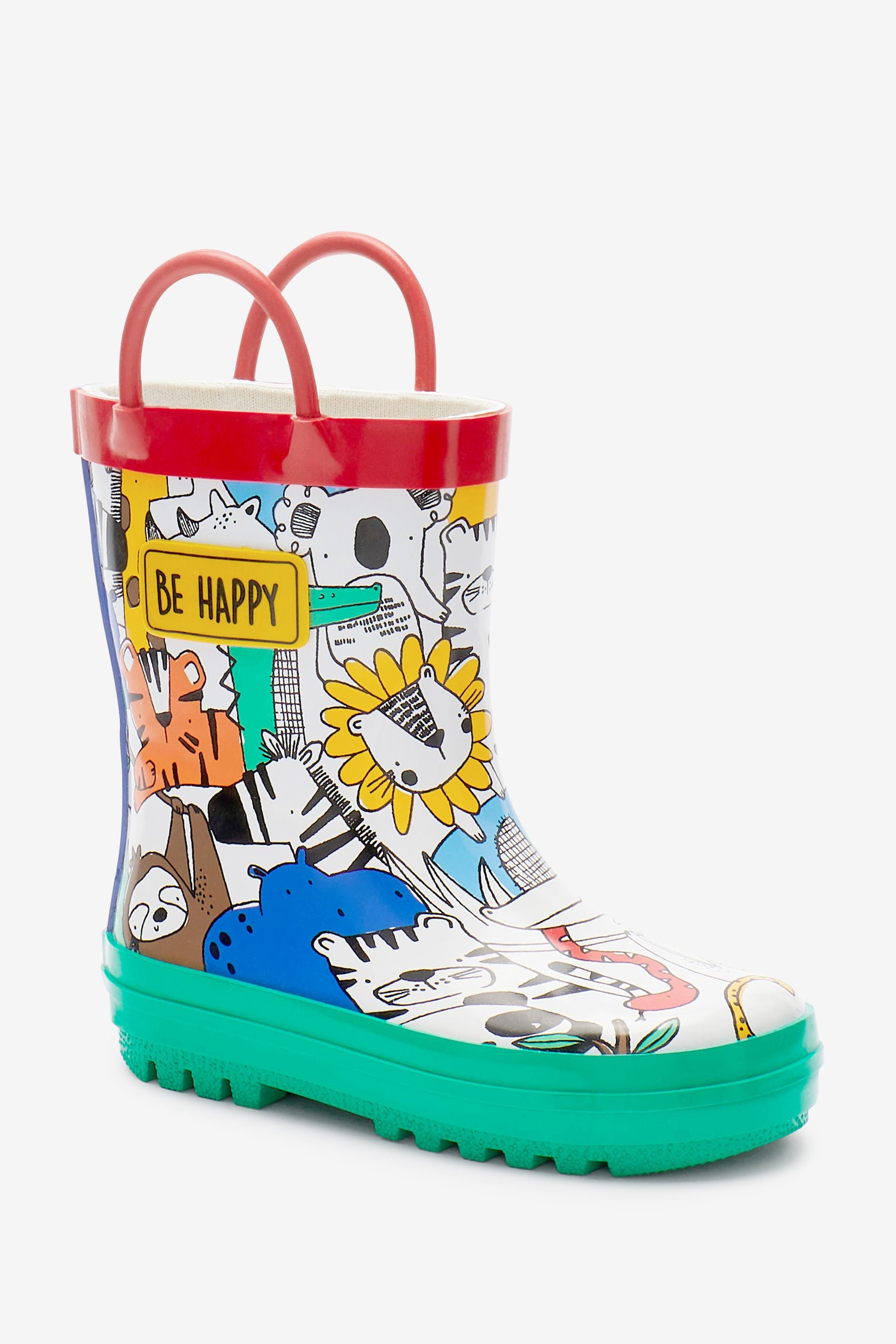 Multi Bright Wellies With Pull-on Handles