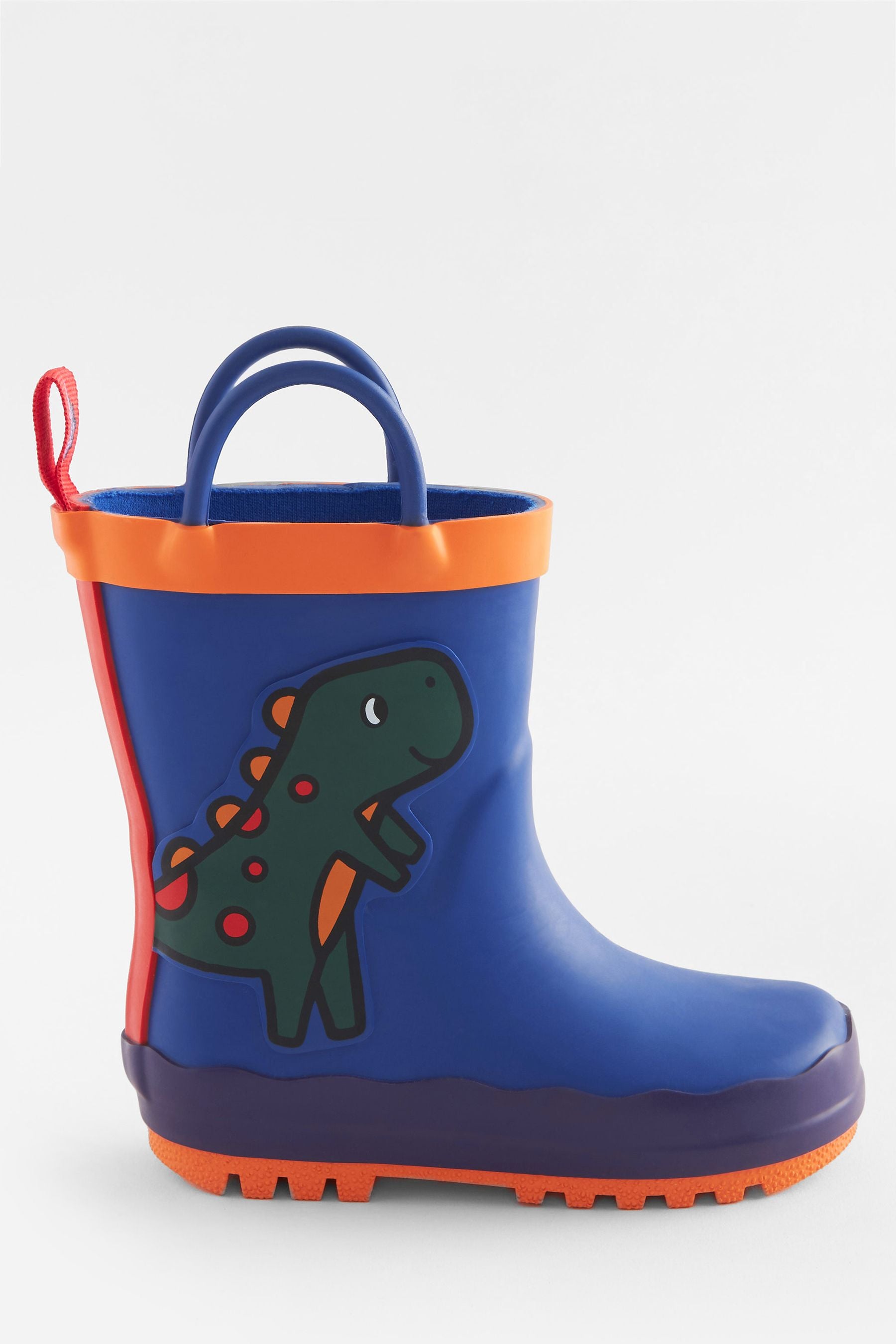 Blue Dino Wellies With Pull-on Handles