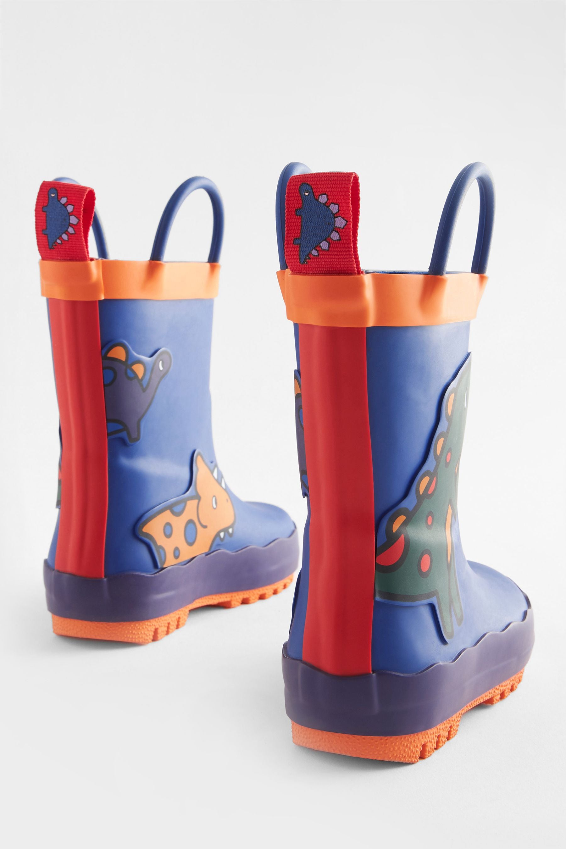 Blue Dino Wellies With Pull-on Handles