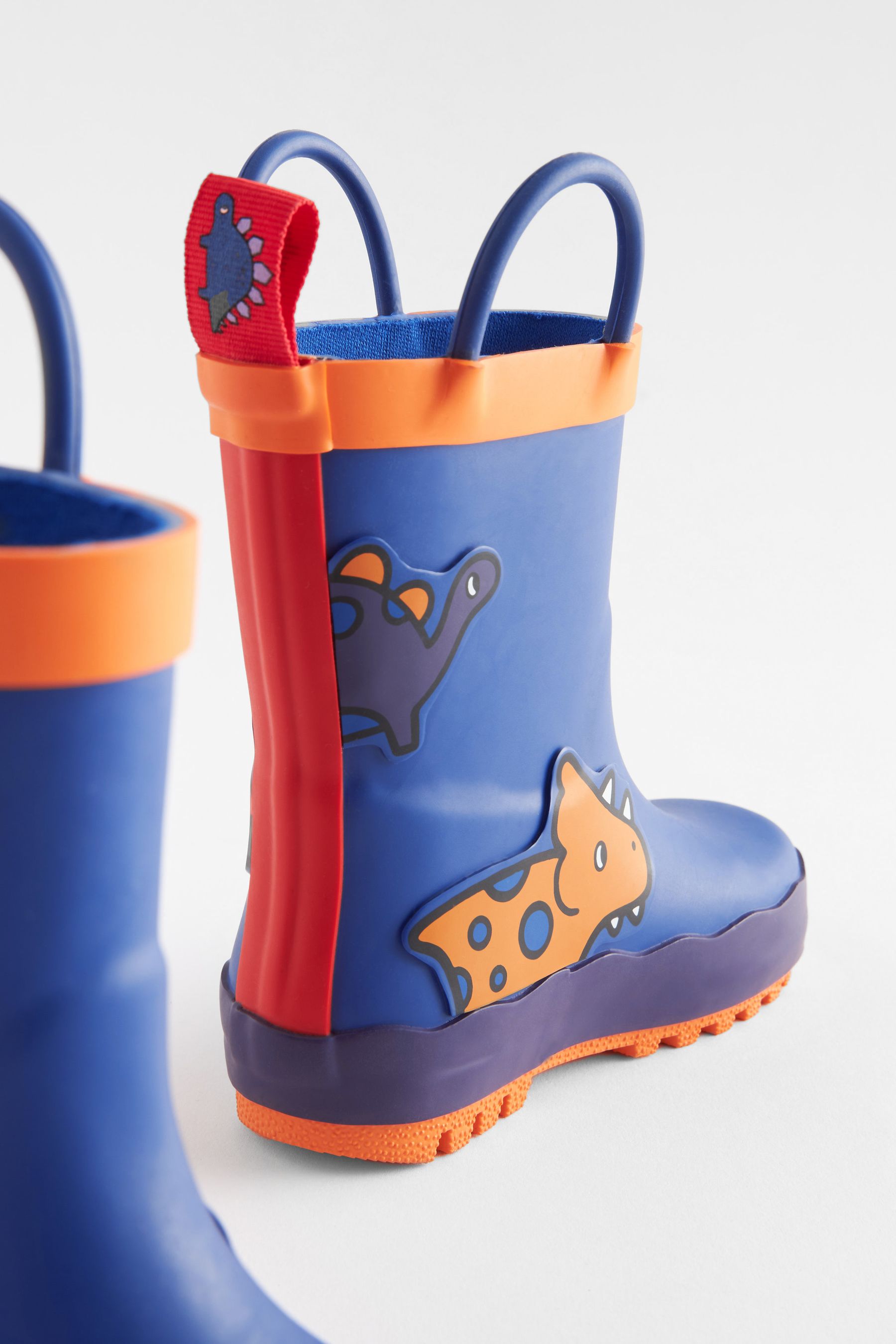 Blue Dino Wellies With Pull-on Handles