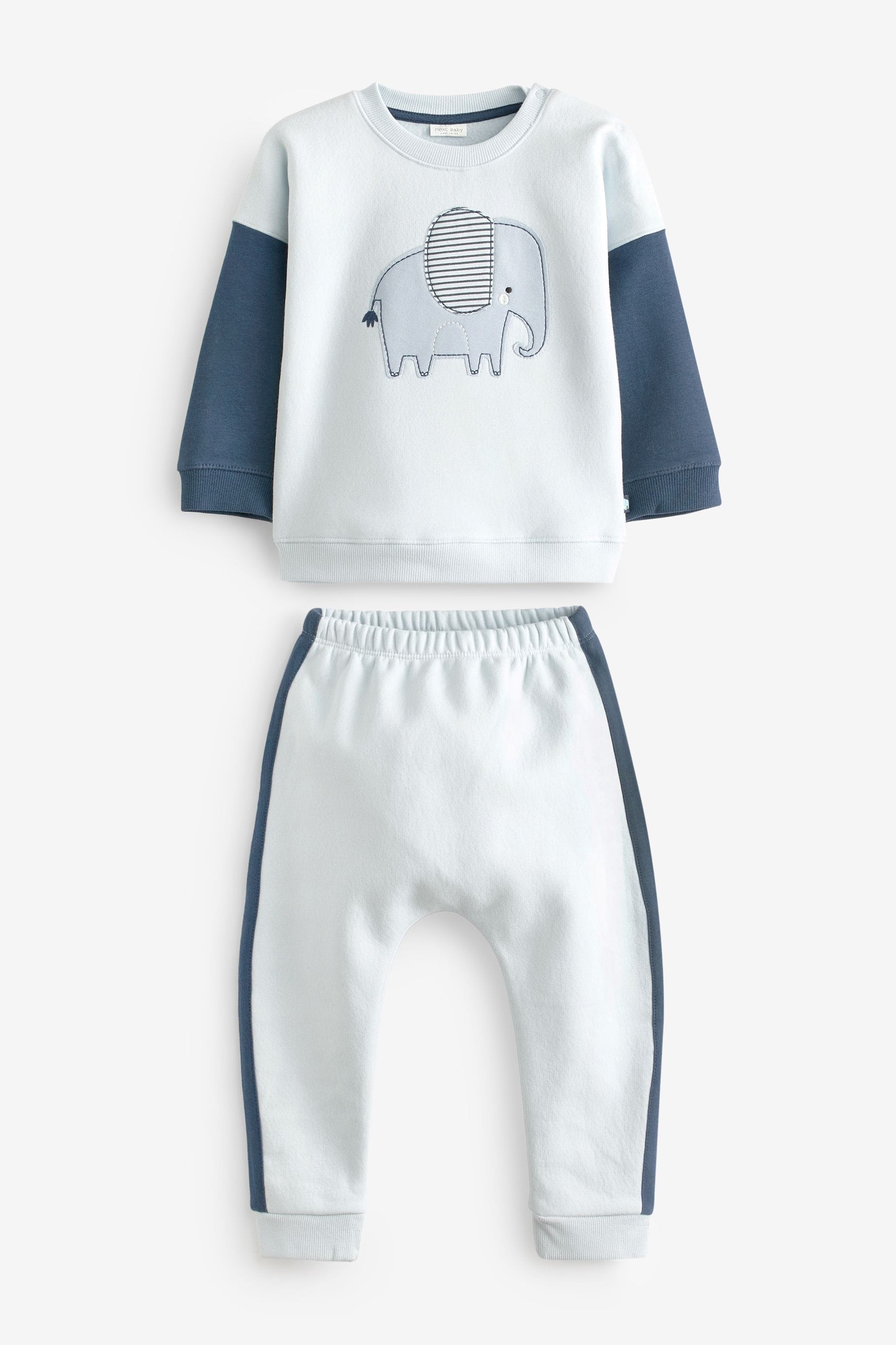 Blue Elephant Two Piece Baby Sweatshirt And Joggers