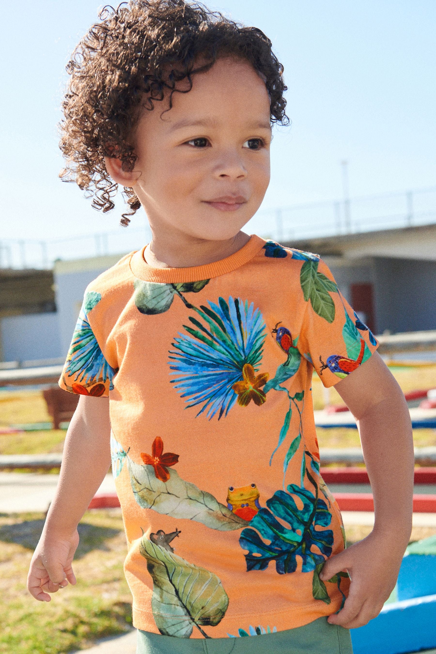 Orange Short Sleeve All Over Print T-Shirt (3mths-7yrs)