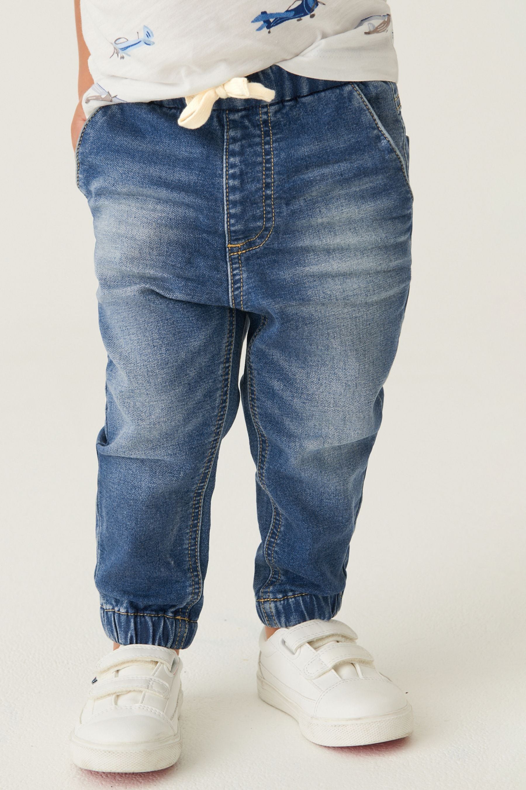 Mid Blue Cuffed Jogger Jeans With Comfort Stretch (3mths-7yrs)