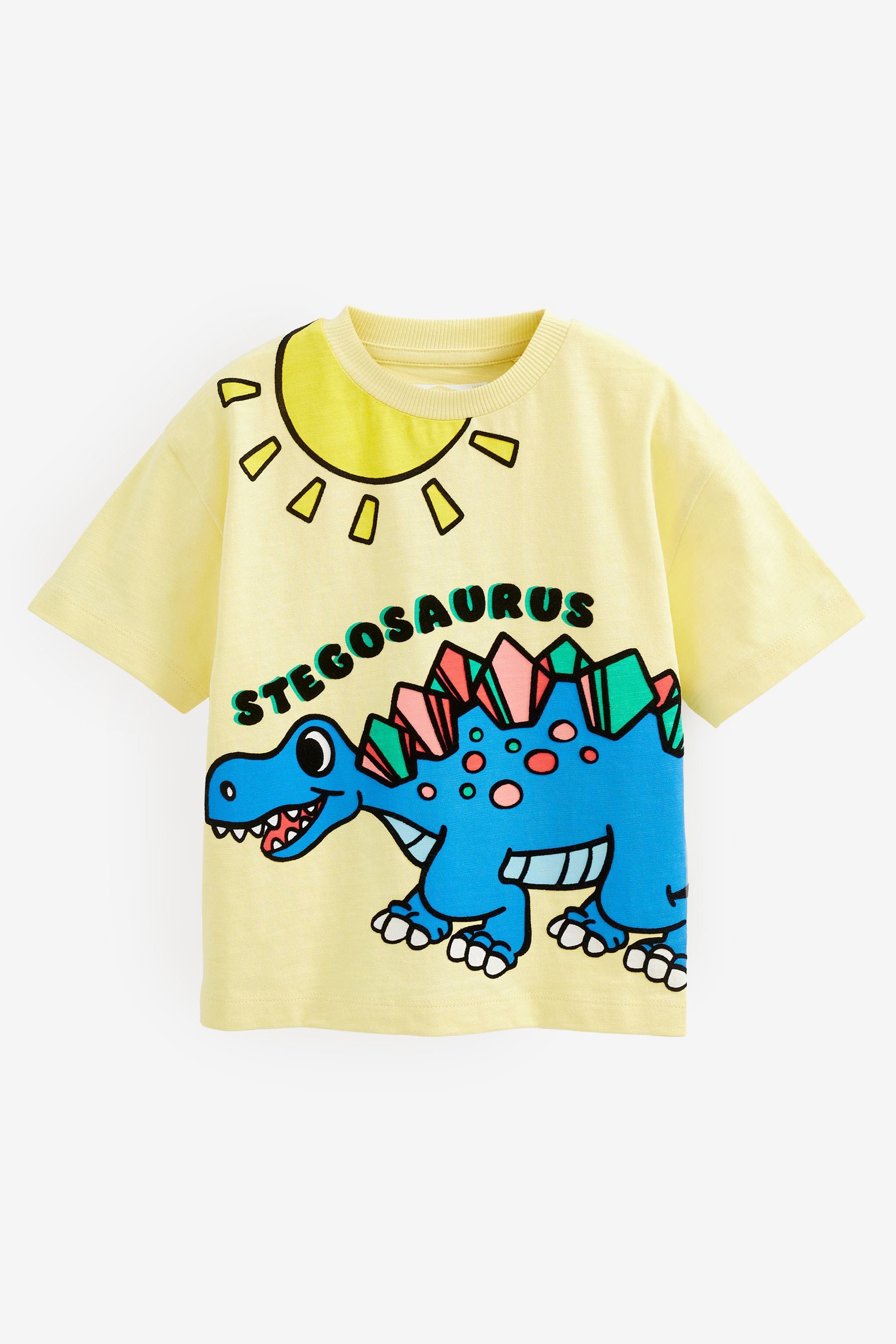 Yellow Dino Oversized Short Sleeve Character T-Shirt (3mths-7yrs)