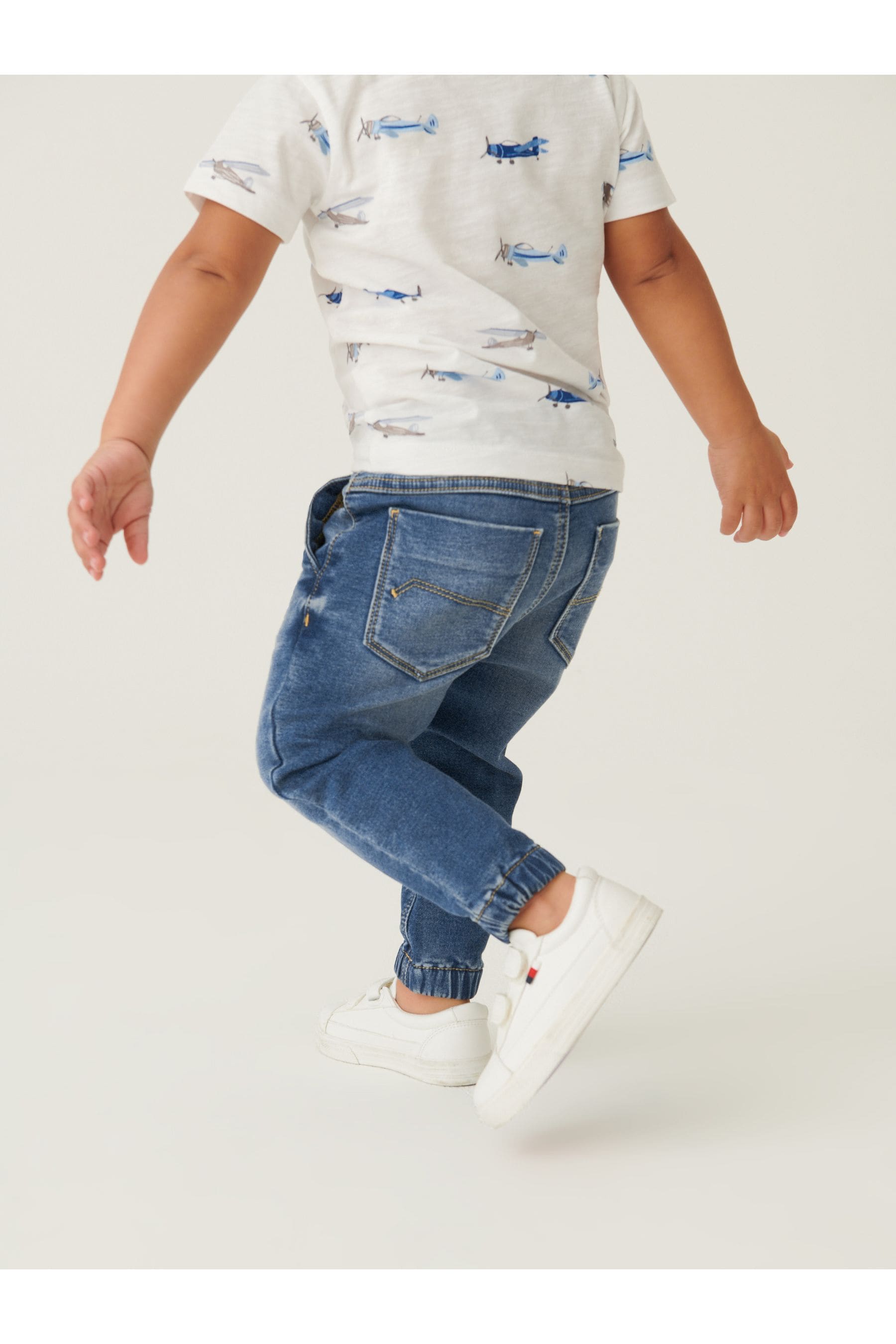 Mid Blue Cuffed Jogger Jeans With Comfort Stretch (3mths-7yrs)