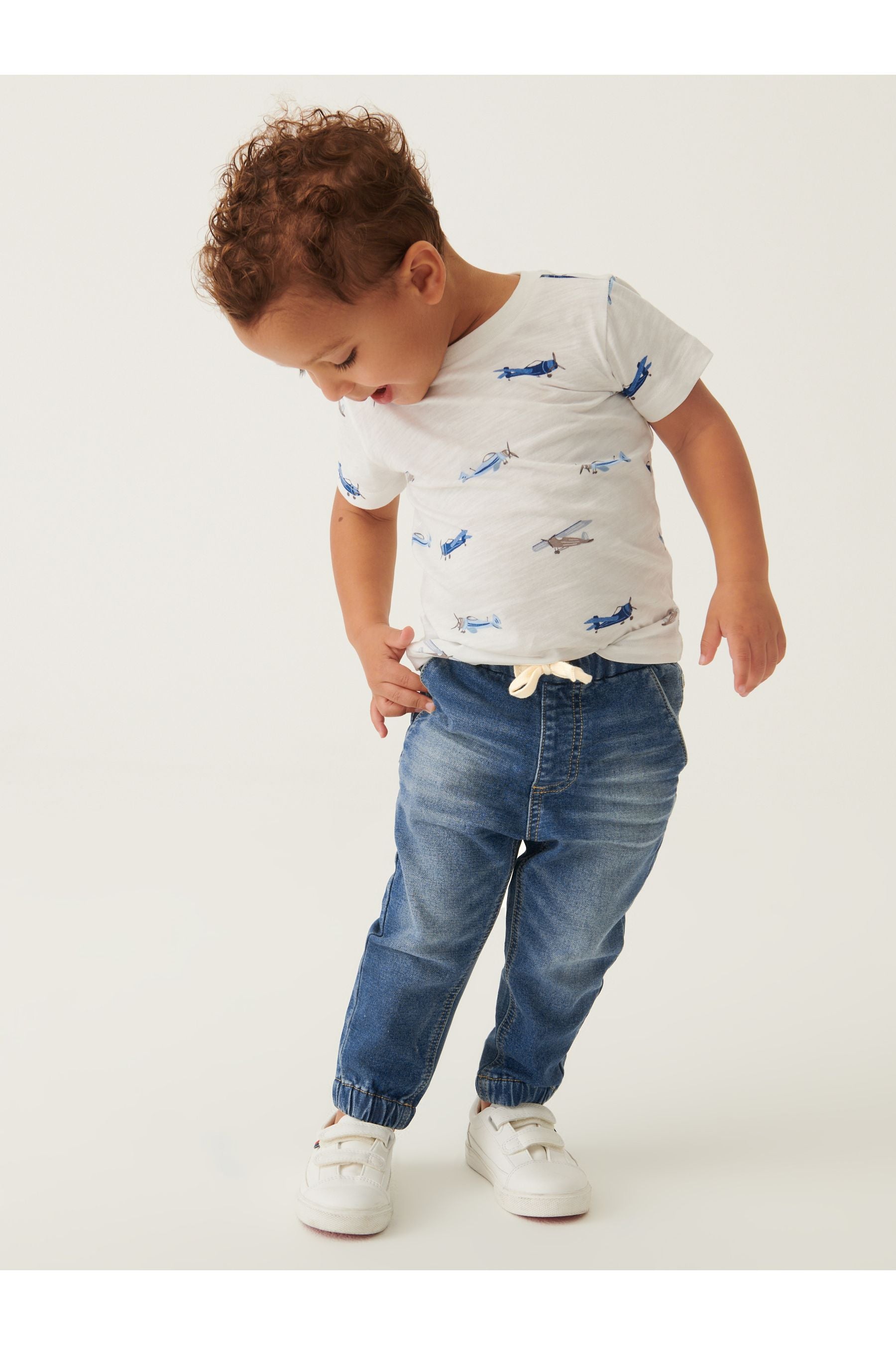 Mid Blue Cuffed Jogger Jeans With Comfort Stretch (3mths-7yrs)