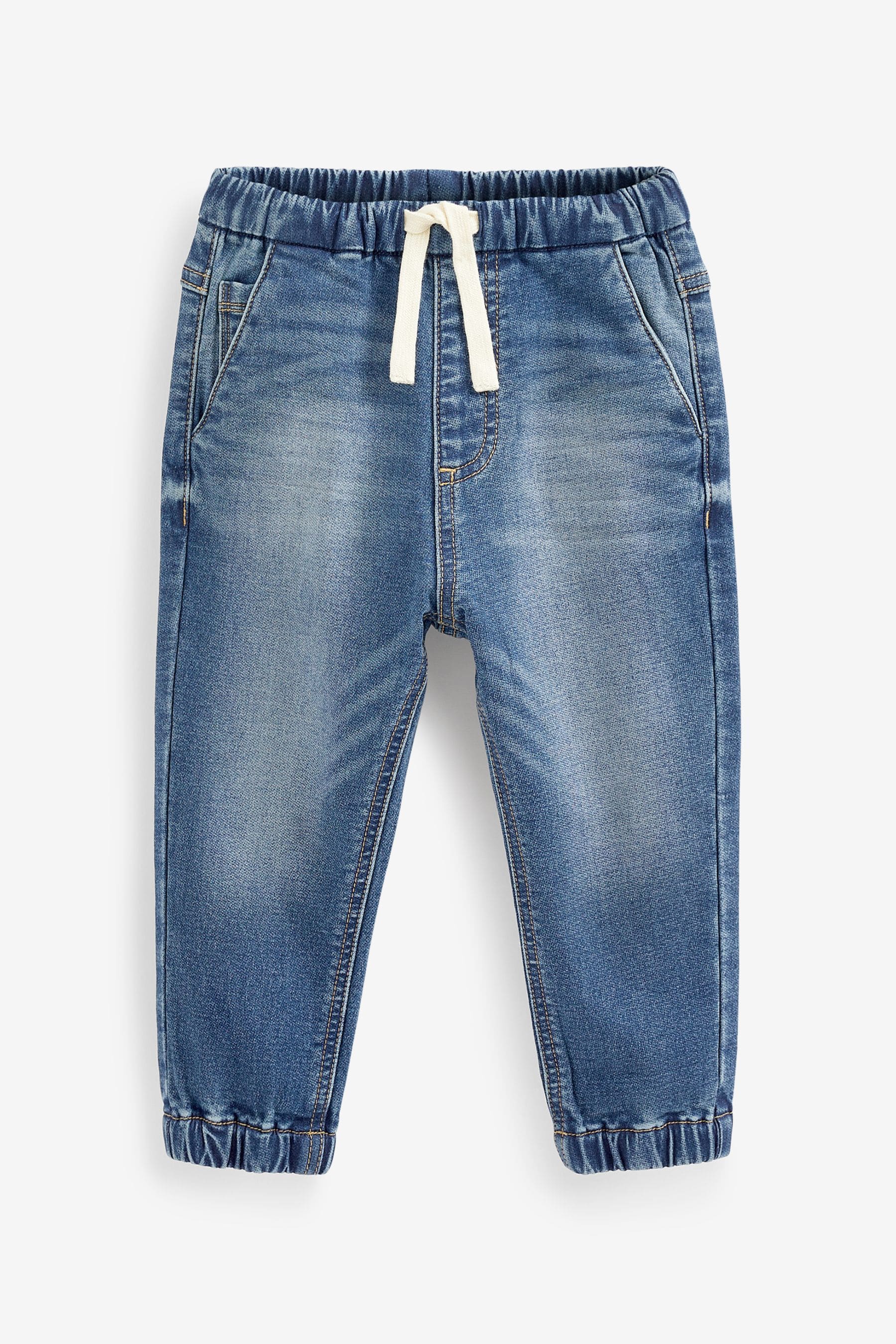 Mid Blue Cuffed Jogger Jeans With Comfort Stretch (3mths-7yrs)