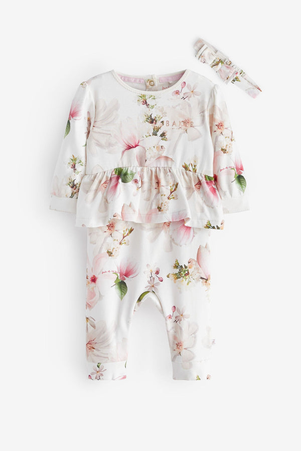 White Baker by Ted Baker Floral White Romper and Headband Set