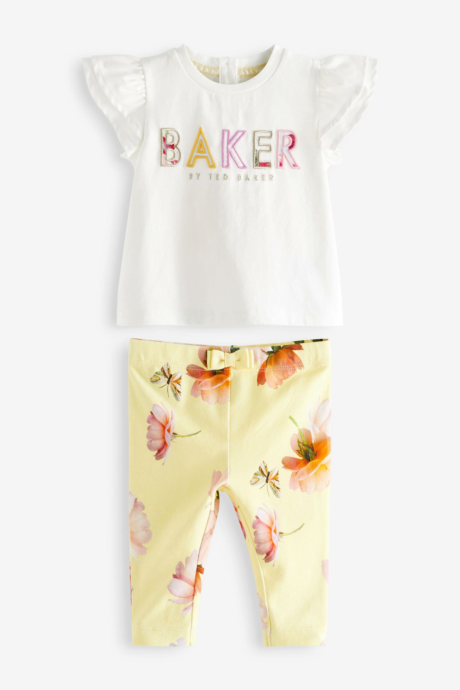 Yellow Baker by Ted Baker Yellow Floral Legging and Pleated Back T-Shirt Set