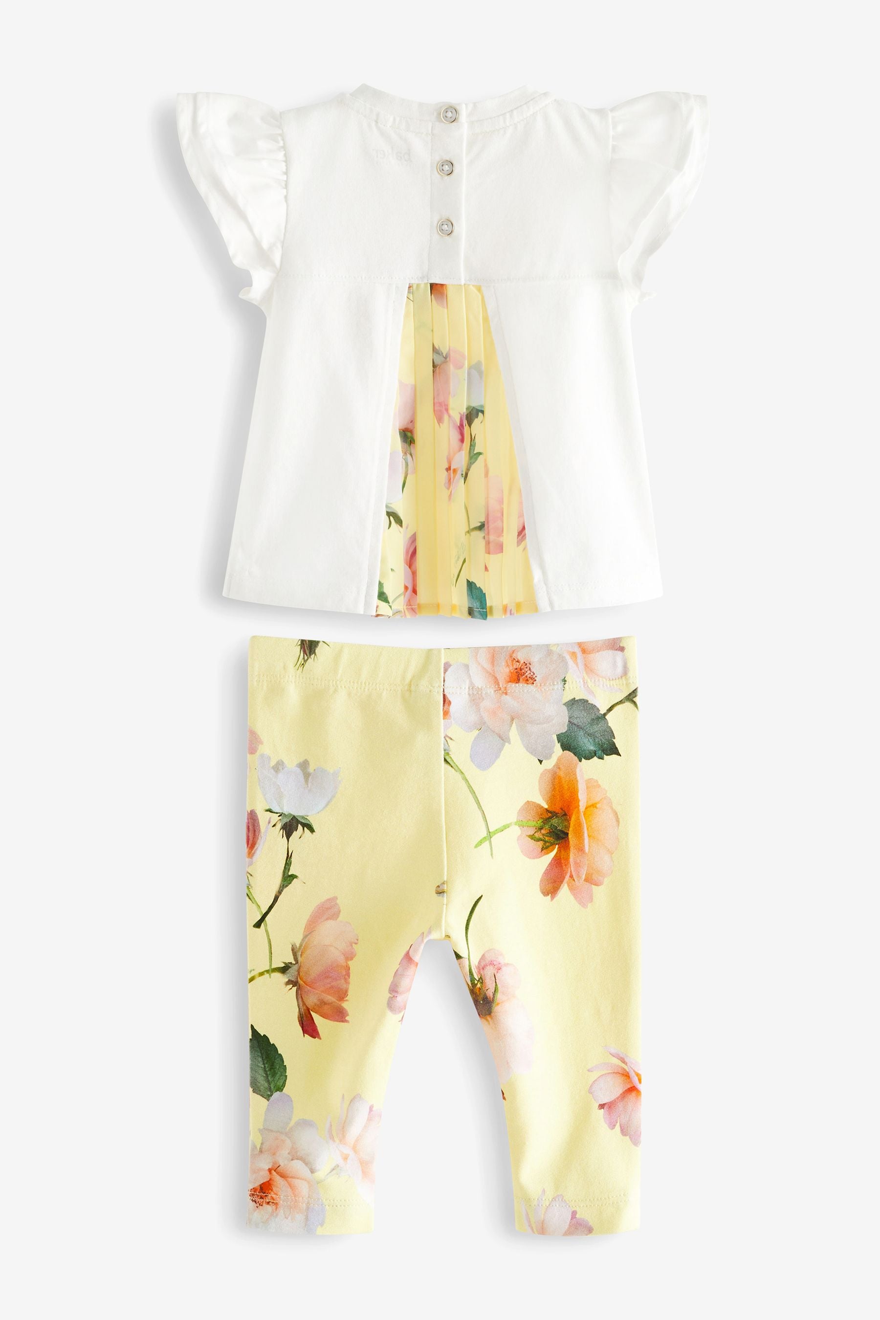 Yellow Baker by Ted Baker Yellow Floral Legging and Pleated Back T-Shirt Set