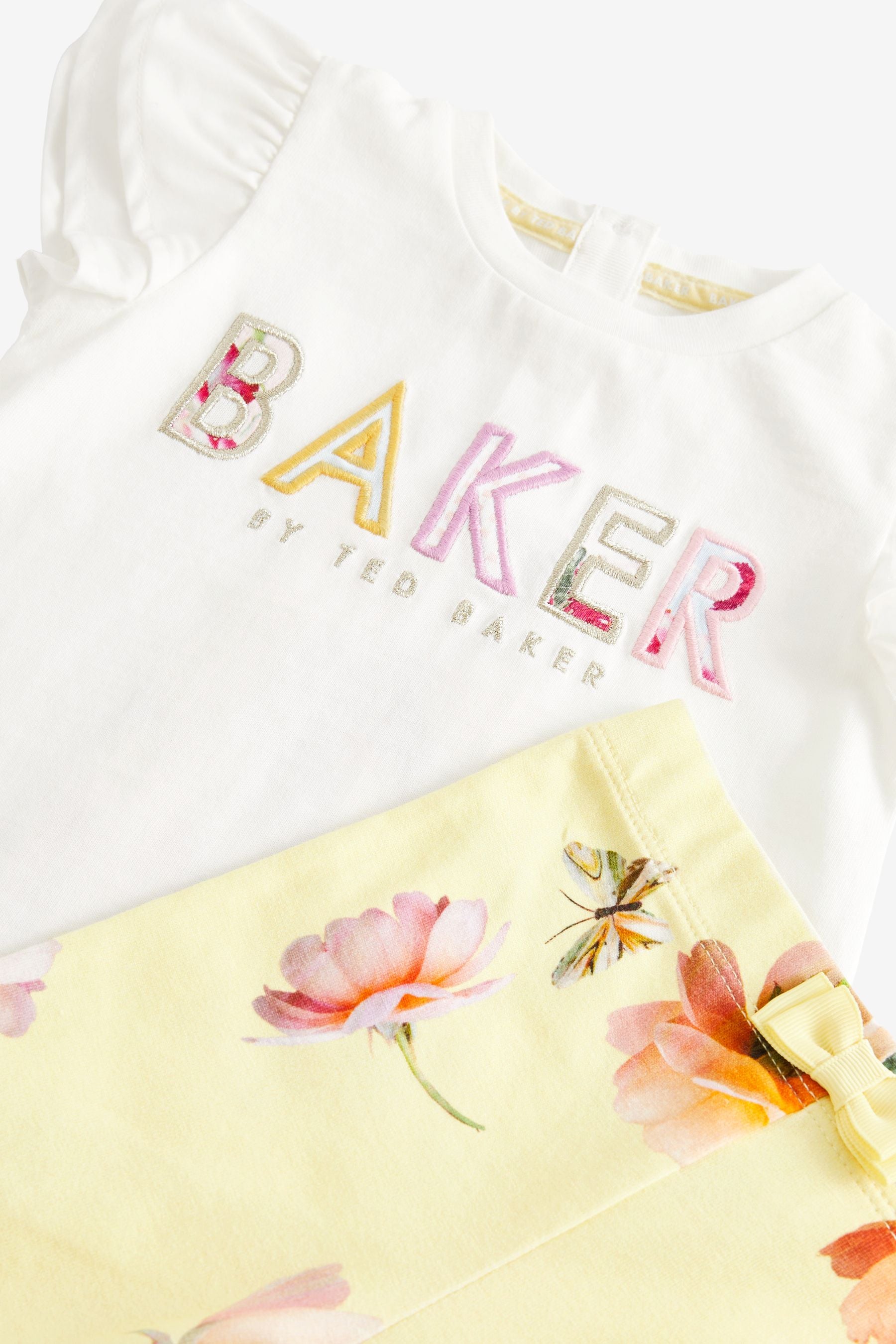 Yellow Baker by Ted Baker Yellow Floral Legging and Pleated Back T-Shirt Set