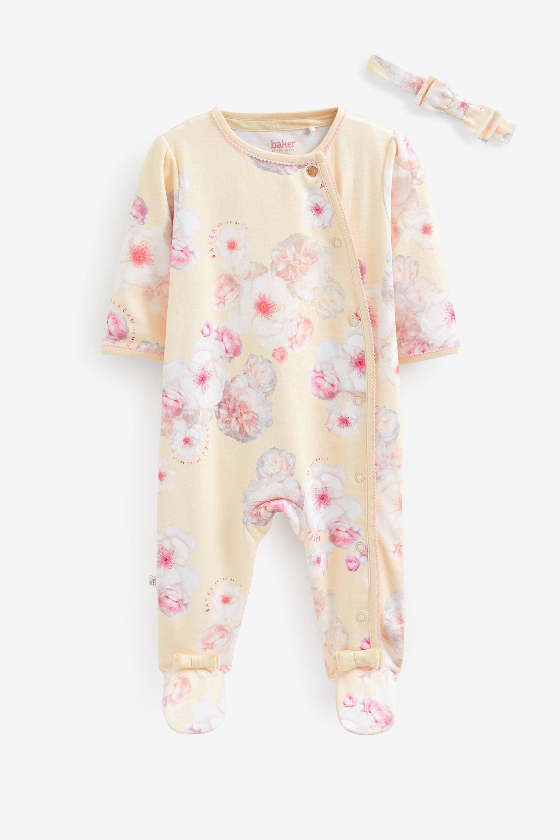 Yellow Baker by Ted Baker Yellow Floral Sleepsuit and Headband Set