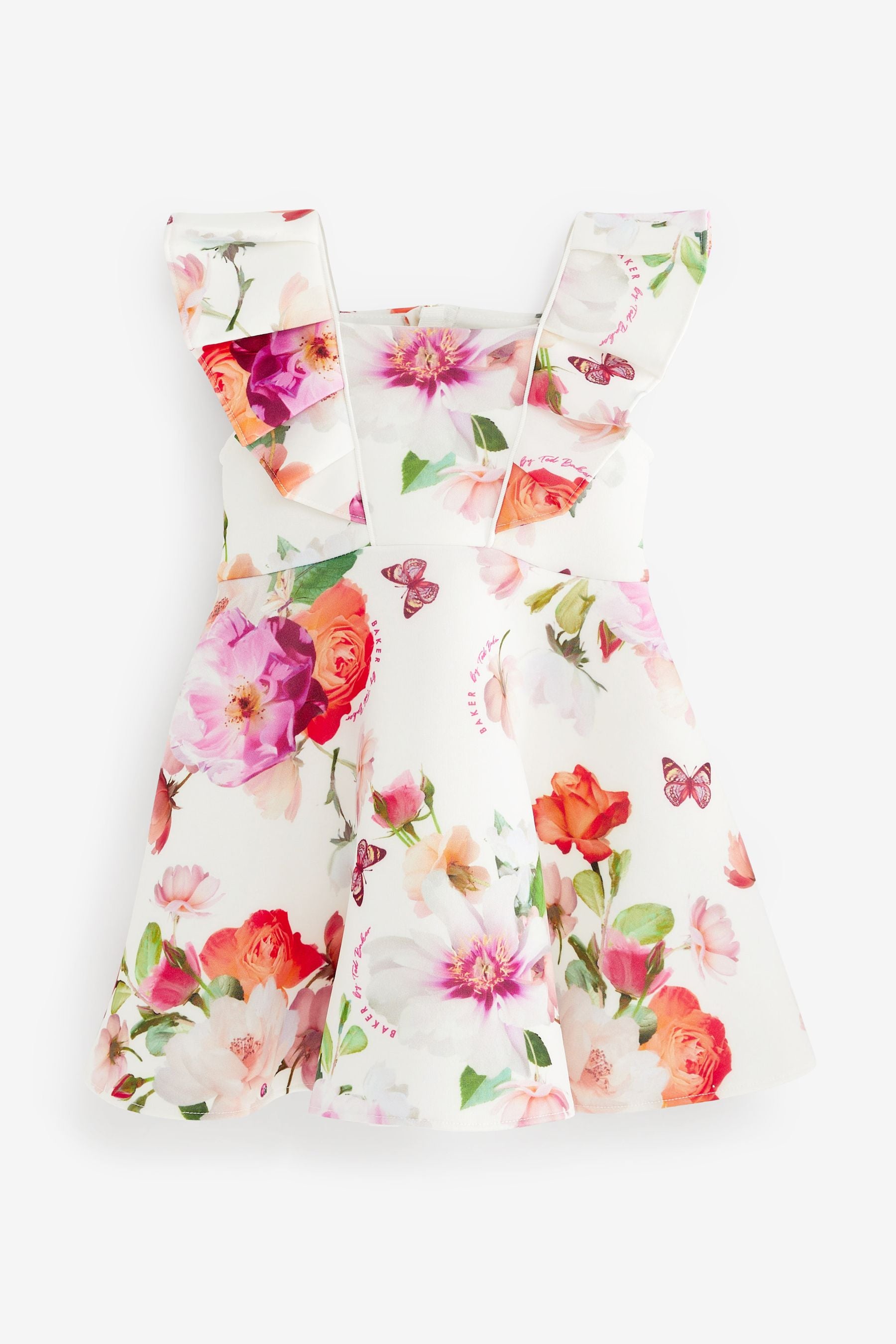 White Baker by Ted Baker White Floral Scuba Dress